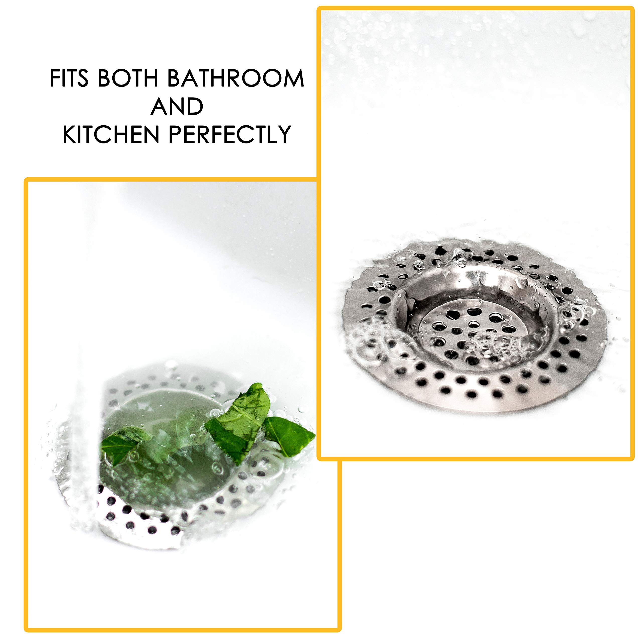 3 Inch Stainless Steel Sink Strainer - Bathtub & Kitchen Hair Catcher - Food Waste Filter for Bathroom & Kitchen Sink - Perfect for Shower, Bath, and Food Prep Areas