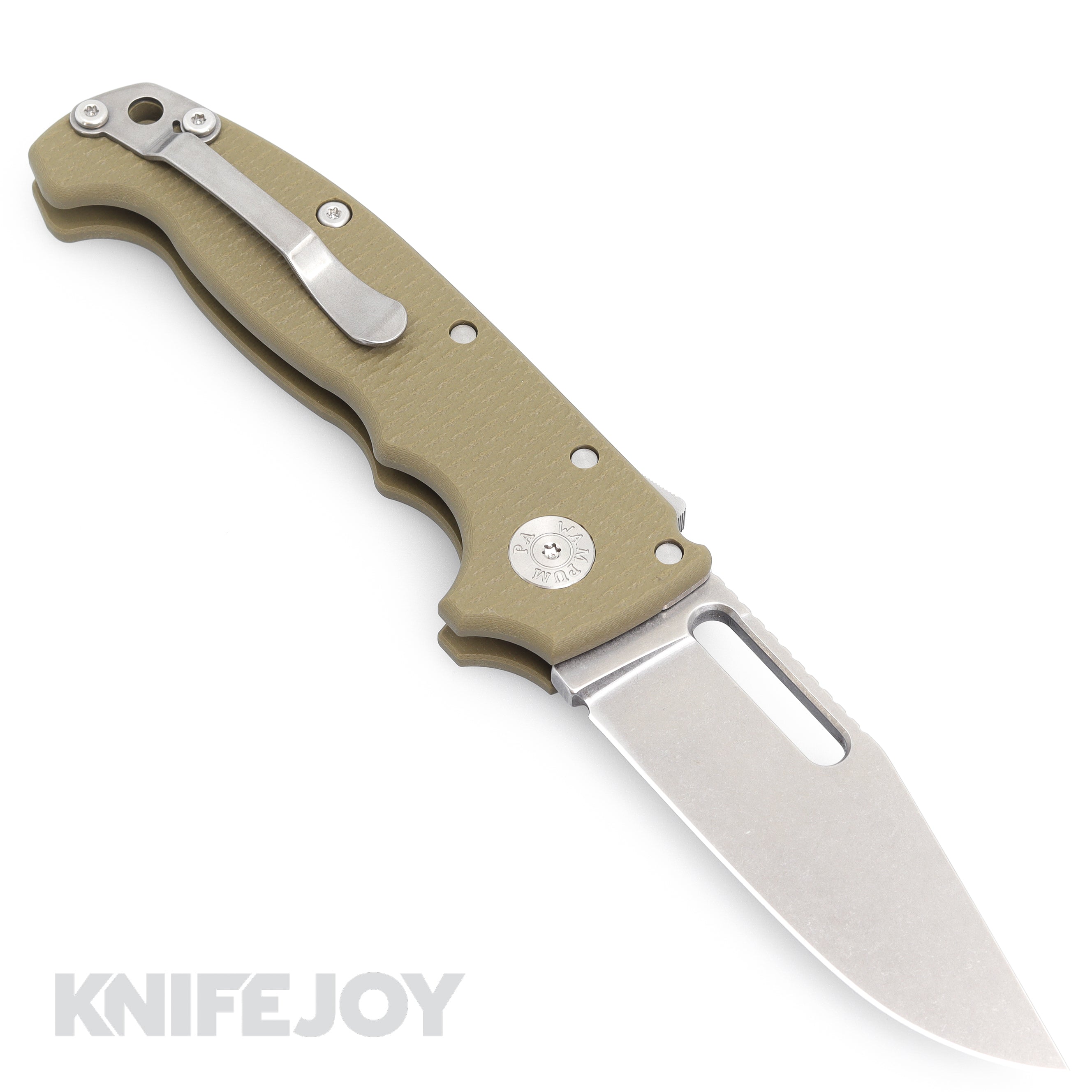 Demko AD20 Knife - 3V Steel Clip Point Blade, Full Flat Grind (FFG), OD Green G10 Handle - Tactical EDC, Outdoor Survival, Hunting & Camping Gear