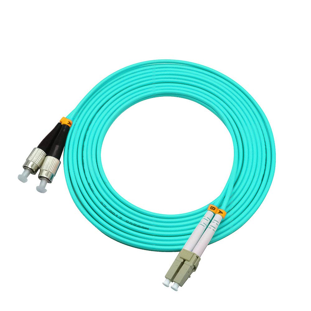 10G OM3 Multi-Mode Fiber Optic Patch Cable LC to FC Duplex 50/125 - 100 Meters (328ft) for Data Centers, Server Rooms & High-Speed Network Connections
