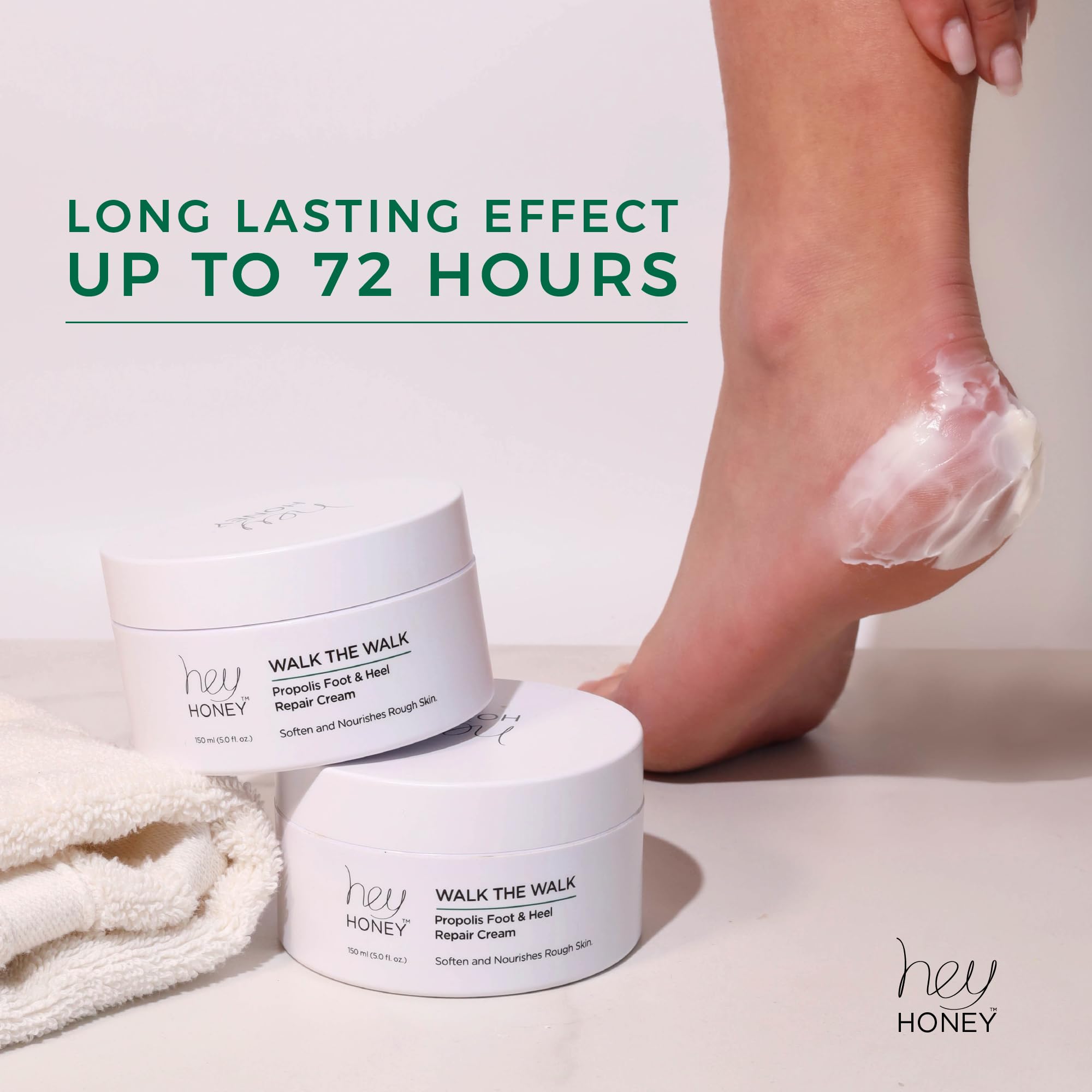 Hey Honey Propolis Foot Cream for Dry Cracked Feet – 72H Hydration & Callus Remover with Honey & Urea – Perfect for Pedicures & Cracked Heels