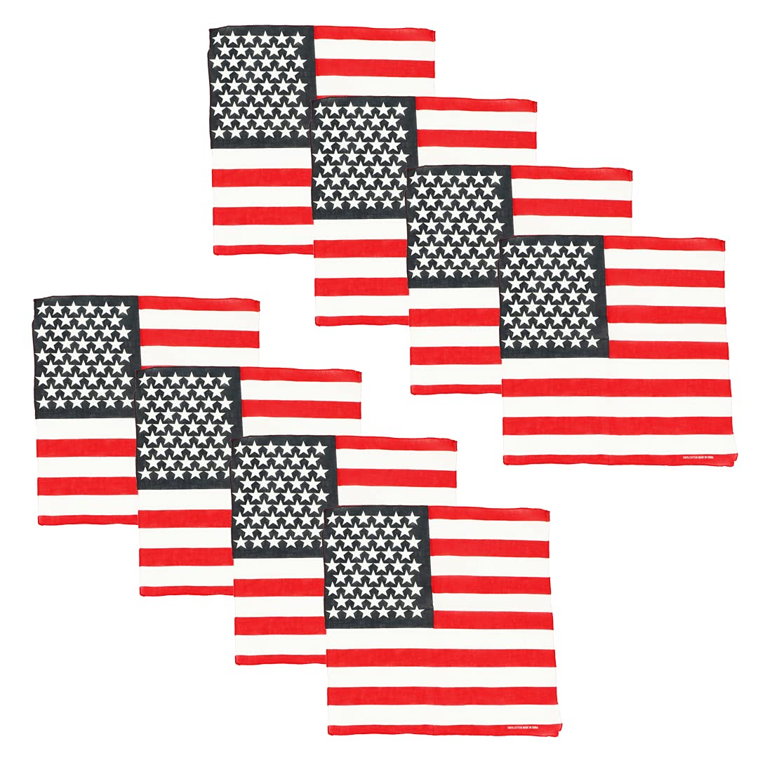 Motique Accessories USA Stars and Stripes Bandana - Patriotic American Flag Bandana - 21 Inches (One Size Fits Most) - Perfect for 4th of July, Parades, and Outdoor Adventures