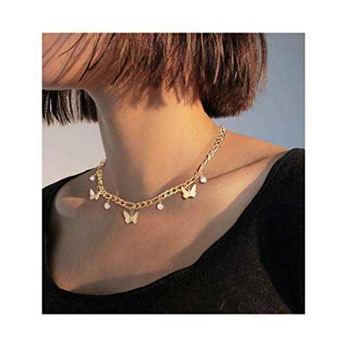 Yokawe Gold Crystal Butterfly Choker Necklace - Vintage Chain Jewelry for Women & Girls | Elegant Gift for Birthday, Anniversary & Special Occasions
