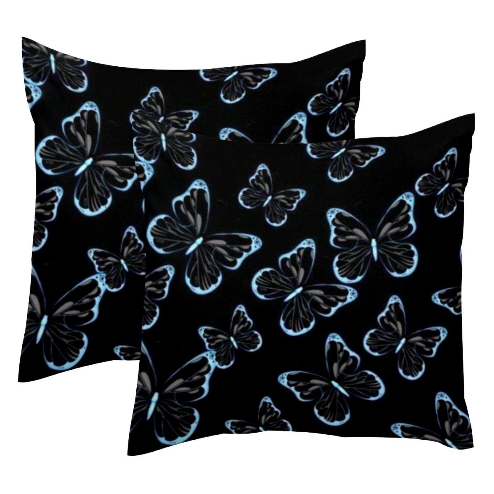 Josid Black Velvet Butterfly Throw Pillow Covers - Set of 2 (16x16 Inches) for Sofa, Couch & Bed - Elegant Decorative Cushion Covers for Living Room, Bedroom & Home Decor