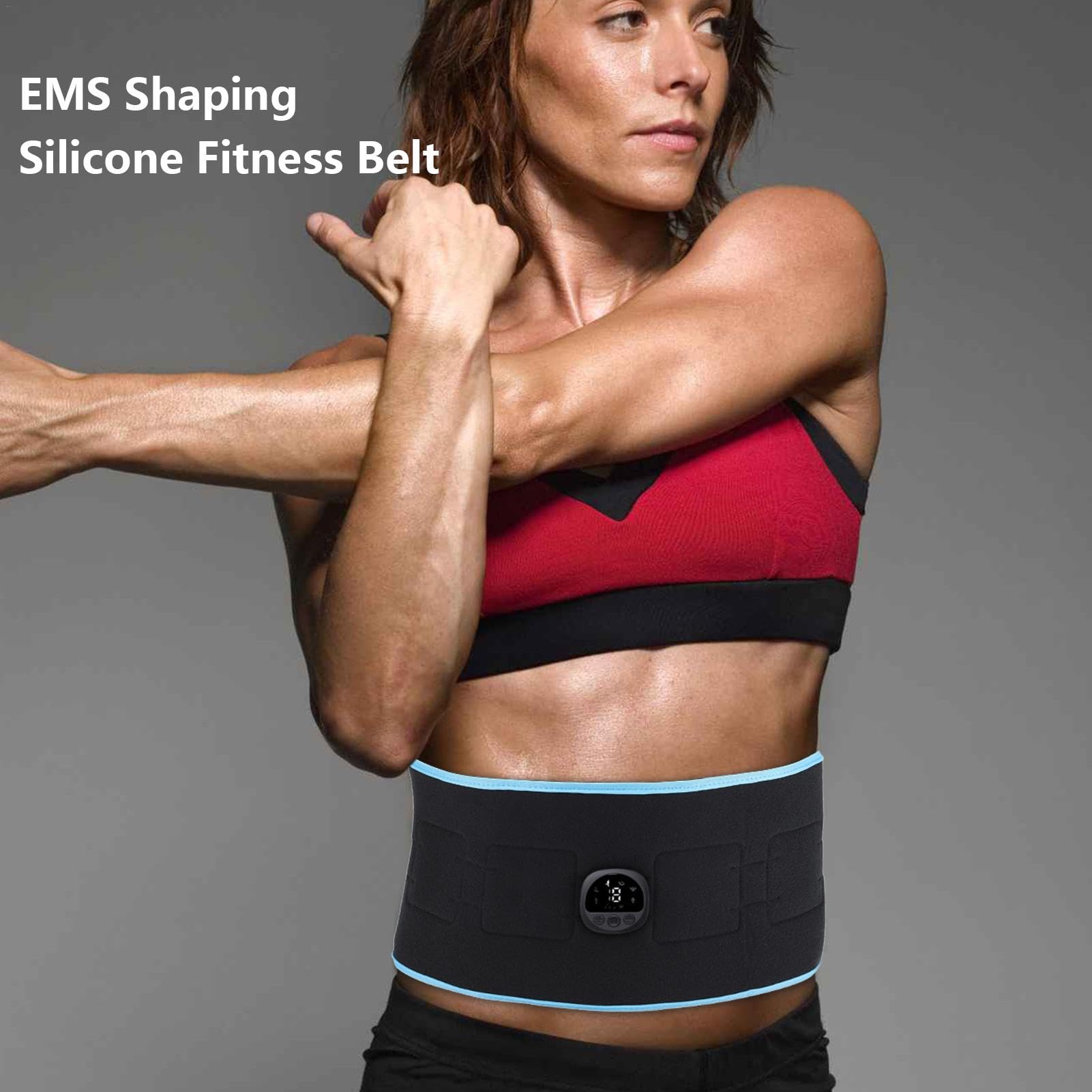 Electric Ab Stimulator Belt - 8 Modes & 19 Levels Abdominal Muscle Trainer with Silicone Conductive Pads & Timer, Toning EMS Workout Belt for Core Strength - Perfect for Home Gym, Postpartum Recovery & Fitness Enthusiasts