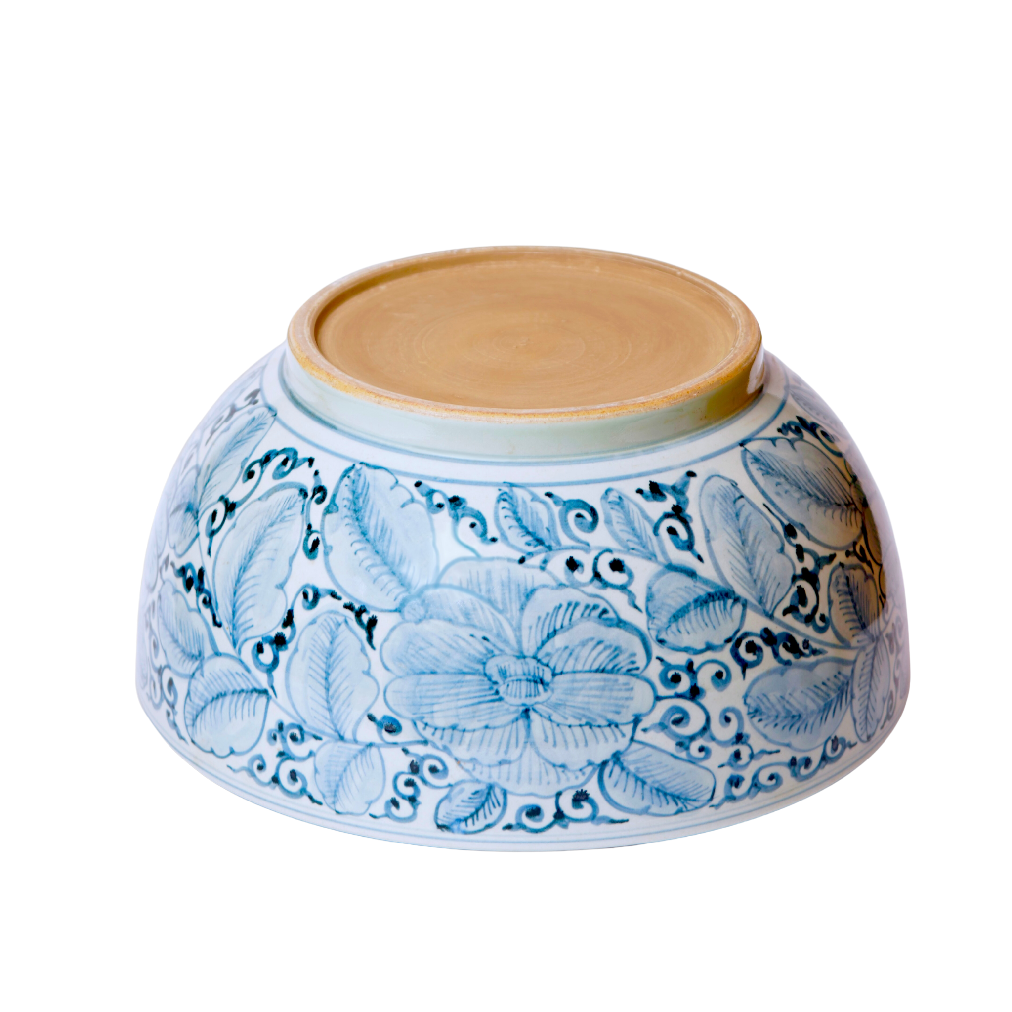 Exquisite Blue and White Porcelain Rose Large Bowl - Handcrafted Ceramic Serving Bowl for Dining, Decor & Special Occasions