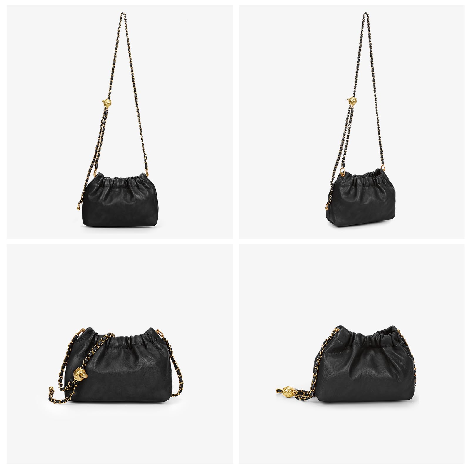 Stylish Women's Leather Chain Hobo Bag - Crossbody Shoulder Tote Purse with Drawstring for Dating, Work & Travel | Trendy Small Handbag for Everyday Use