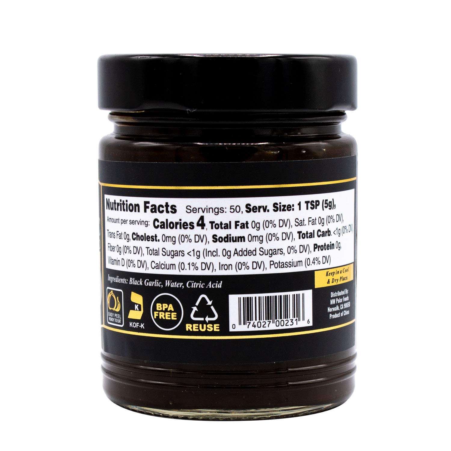 Organic Black Garlic Puree - MW Polar Original Flavor 8.8oz (6 Pack) | Gourmet Cooking Ingredient for Sauces, Dressings & Health Recipes