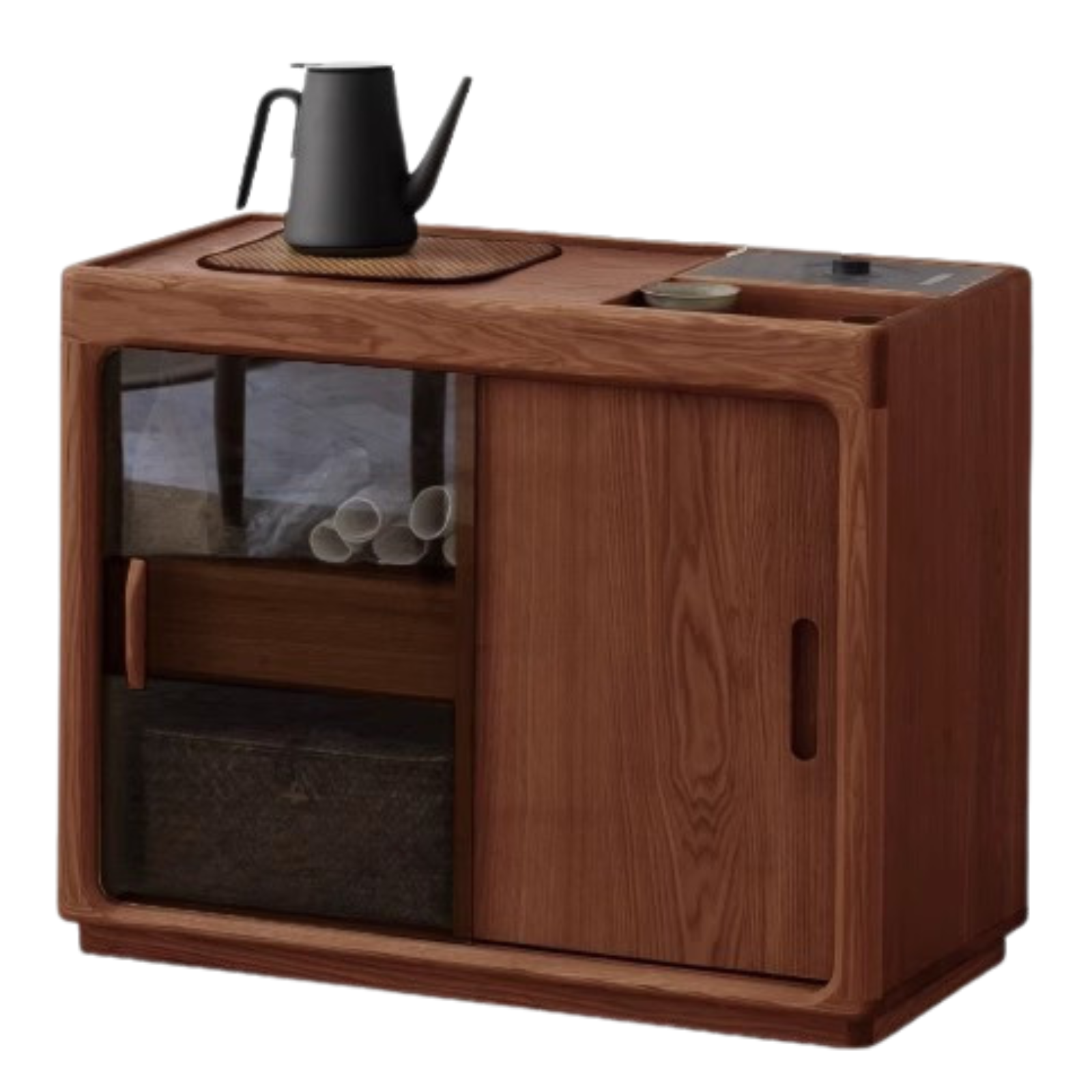 Premium Oak & Ash Solid Wood Tea Maker Set with Integrated Tea Table - Perfect for Home, Office & Zen Tea Ceremonies