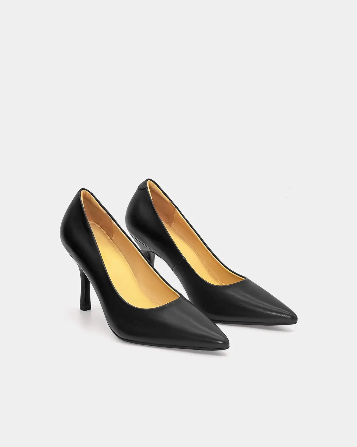 Black Calfskin Leather Classic Pumps for Women - Elegant Pointed Toe High Heels for Office, Wedding & Formal Events