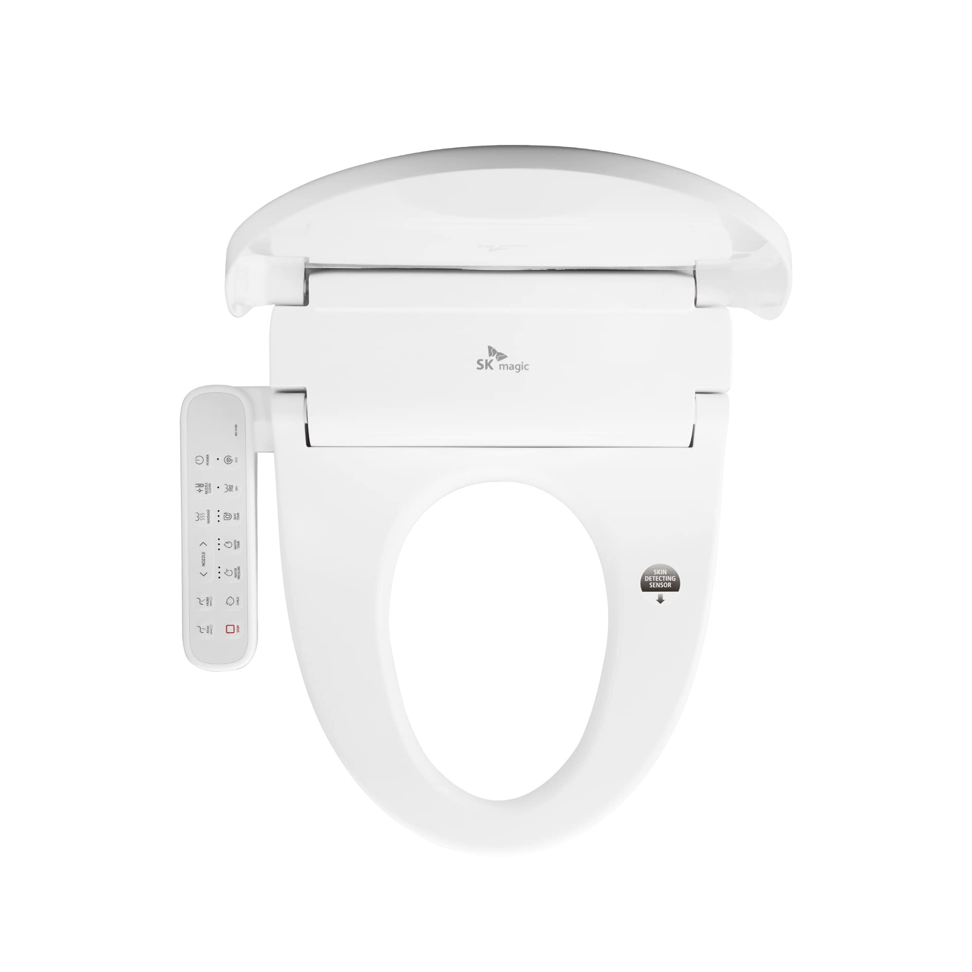 SK Magic 018D Electric Bidet Toilet Seat - Heated Seat, Adjustable Warm Water & Air Dryer, 360° Self-Cleaning Nozzle - Easy Installation for Elongated Toilets - Perfect for Modern Bathrooms & Luxury Home Comfort