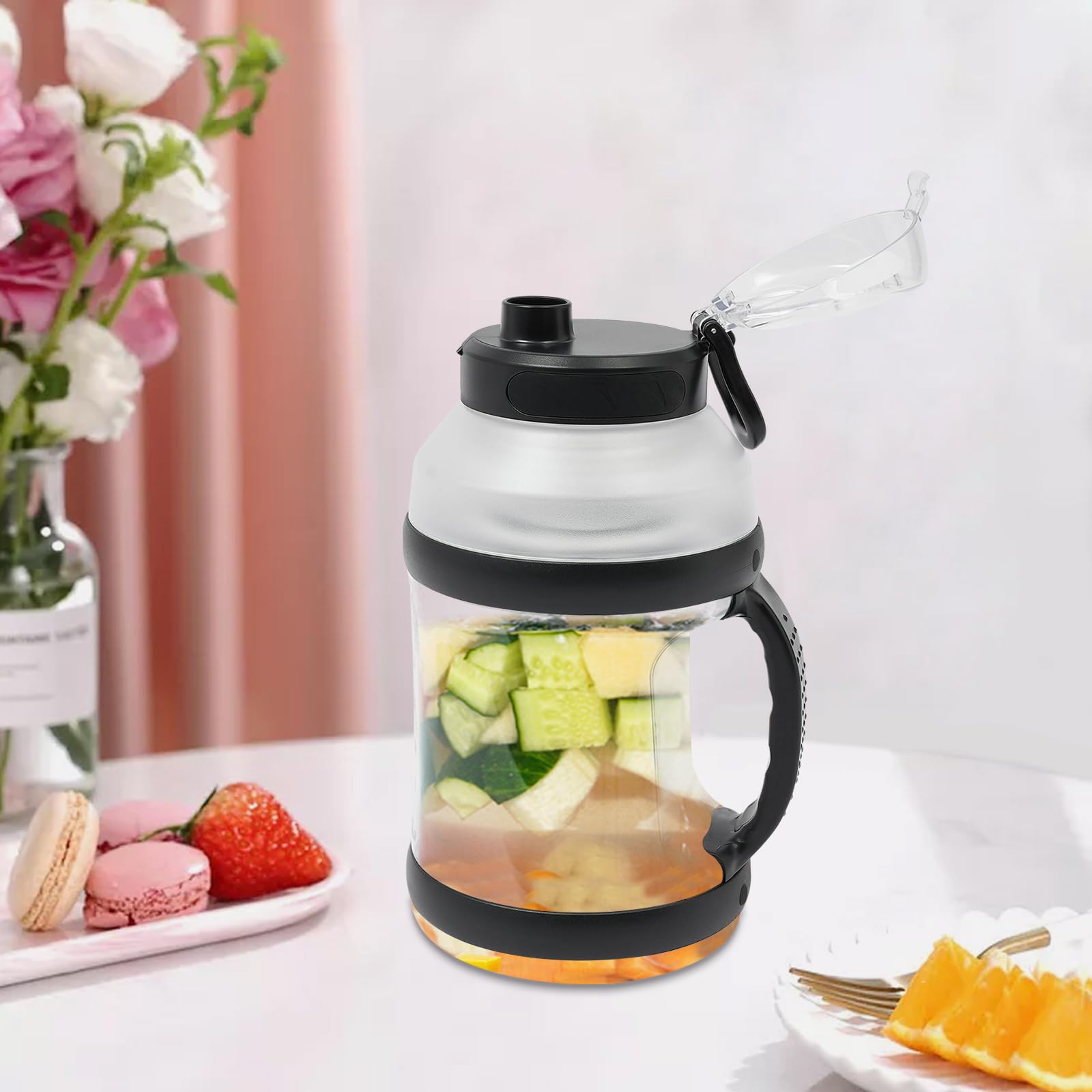 Portable USB Rechargeable Blender - 4000mAh Electric Personal Smoothie Maker & Juicer Machine for Shakes, Fresh Juice - Compact Travel Blender Cup for Gym, Camping, Office & Home Use - Black