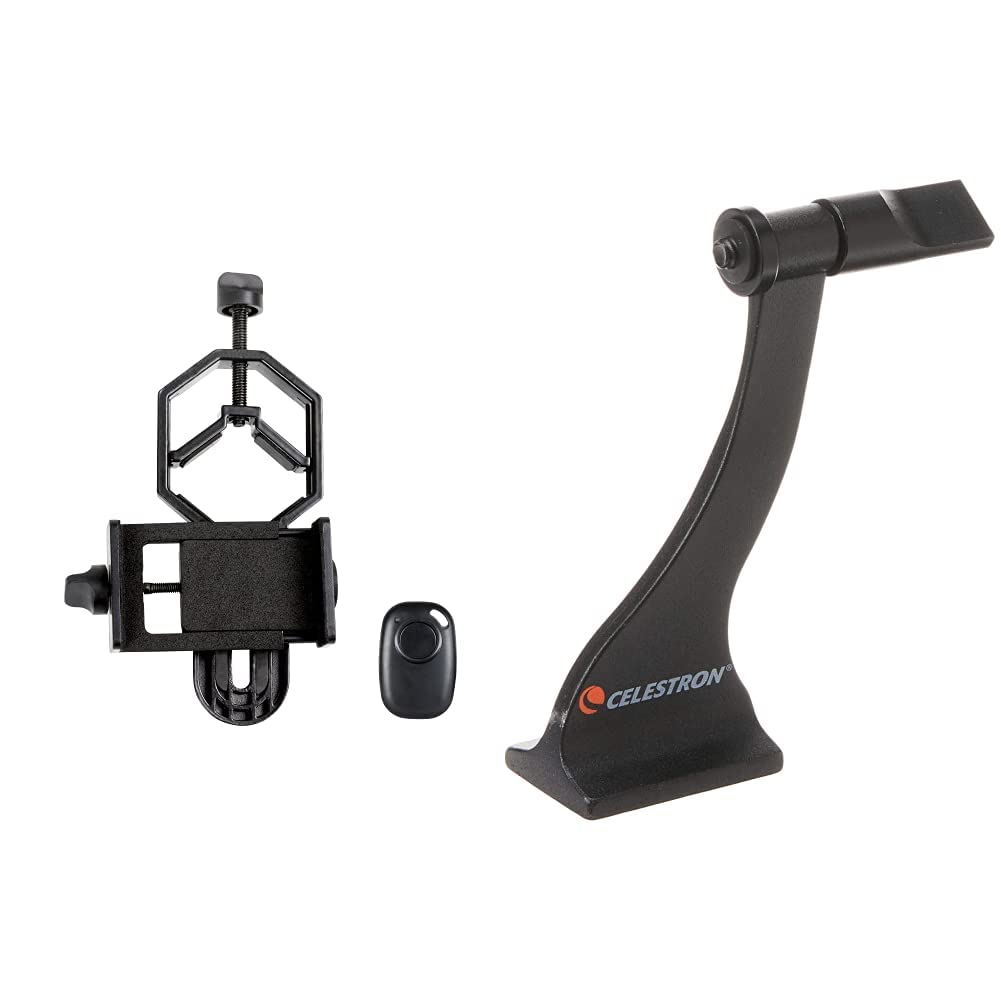 Basic Smartphone Adapter DX with Bluetooth Remote & 93524 Roof/Porro Binocular Tripod Mount - Universal Phone Holder for Bird Watching, Stargazing & Outdoor Photography (Black)