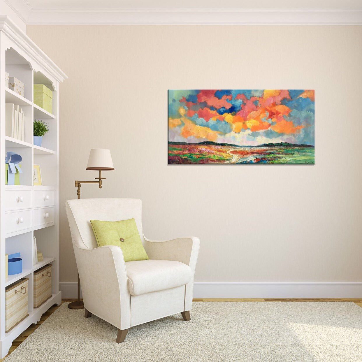 Tuscany Landscape Wall Art Painting - Oversized Palette Knife Oil Painting on Canvas - Ready to Hang - Perfect for Living Room, Bedroom & Office Decor