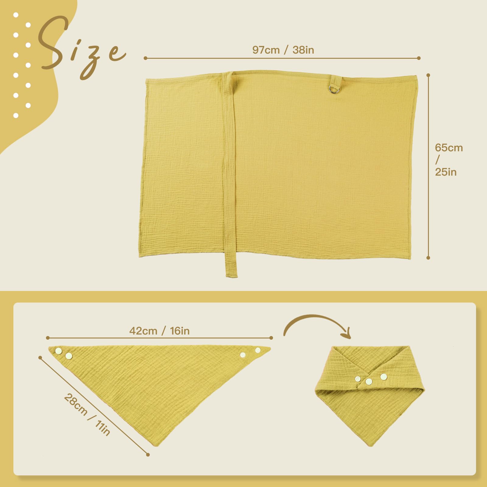 2-Pack Muslin Nursing Cover for Breastfeeding - 100% Breathable Cotton Nursing Shawl with Rigid Hoop & Soft Arch Neckline - Includes 2 Baby Bibs - Perfect for Nursing in Public, Travel, and Comfortable Breastfeeding at Home