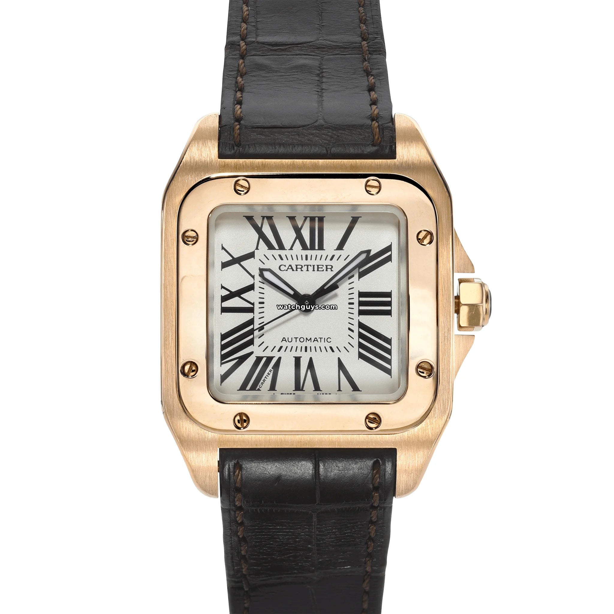 Cartier Santos 100 Medium Rose Gold Watch W20108Y1 - Luxury Swiss Timepiece for Men, Perfect for Business Meetings & Formal Occasions