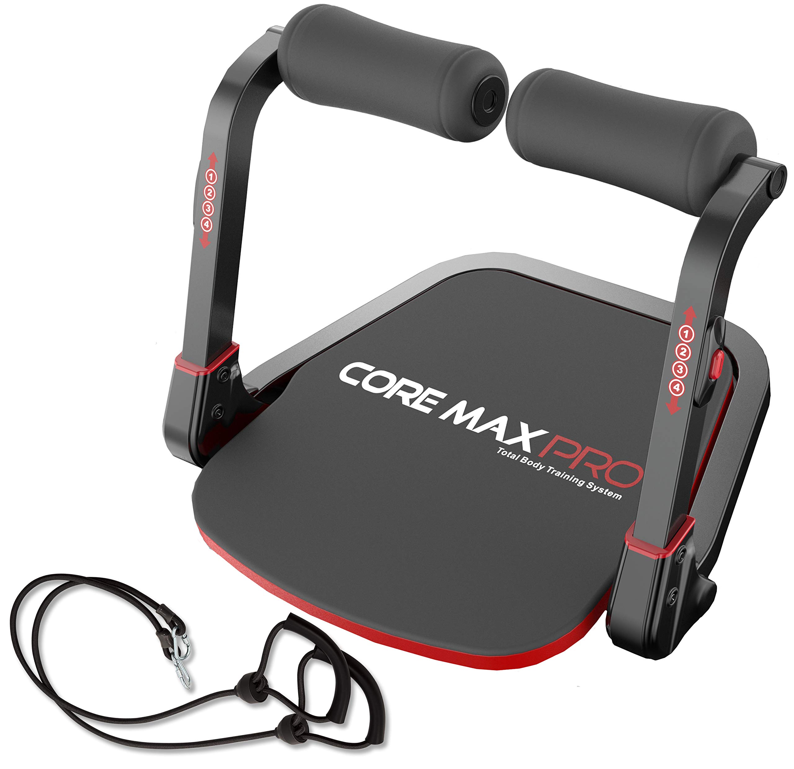 Core Max PRO Smart 8-Minute Workout Machine with Resistance Bands for Abs & Full Body Training - Cardio Exercise Equipment for Home Gym (Red/Black) | Perfect for Quick Home Workouts, Office Fitness & Small Space Training
