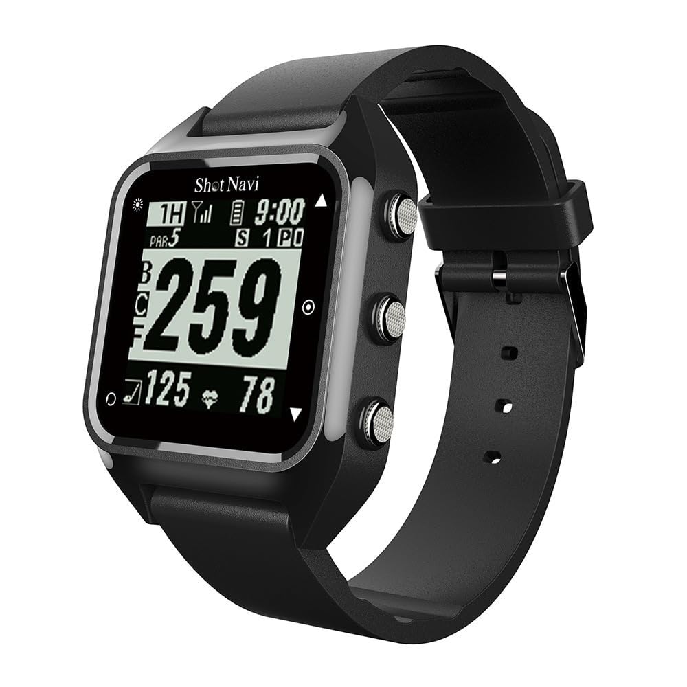 Shot Navi Hug GPS Golf Navigation Watch - Black | Accurate Golf Course Mapping & Distance Tracking | Perfect for Golfers & Outdoor Enthusiasts