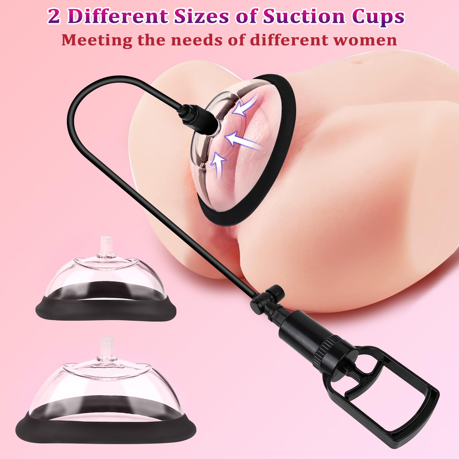 Premium Vacuum Pump for Women - 4-in-1 Nipple and Vagina Suction Set with 2 Pussy Cups & 2 Nipple Cups - Sensual Enhancement for Couples Play, Solo Pleasure & Intimate Exploration