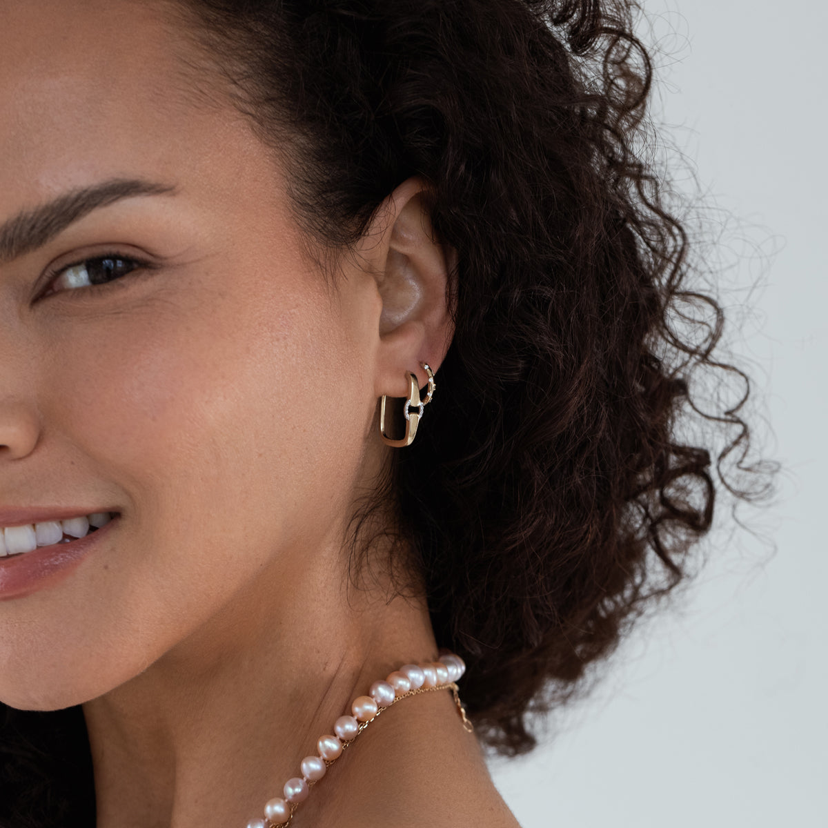 Elegant Two-Tone Diamond Buckle Earrings for Women - Fashion Jewelry for Party, Wedding & Everyday Wear