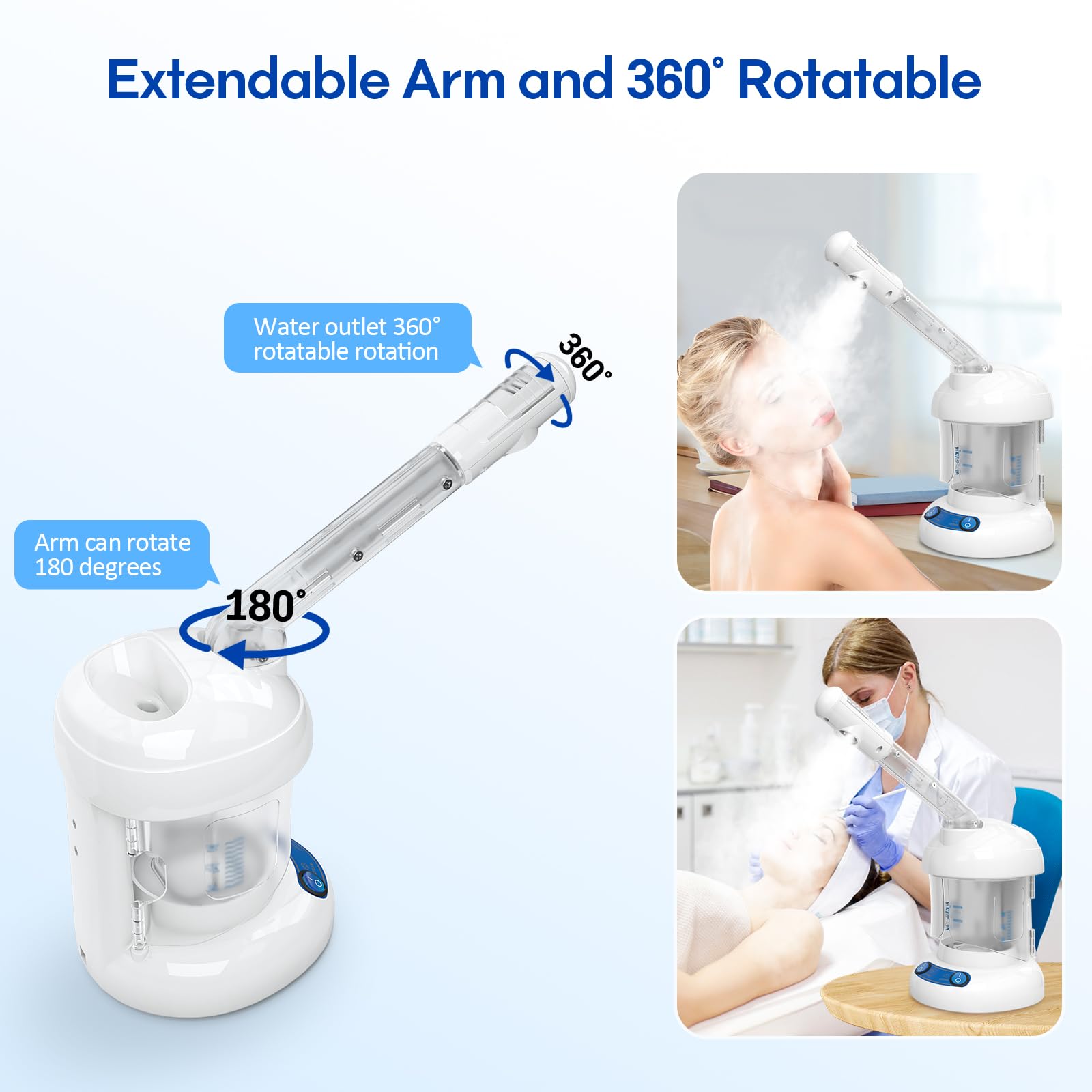 DEER BEAUTY Nano Ionic Facial Steamer - Professional Portable Face Steamer for Home & Salon Use | Deep Cleansing, Hydration & Skin Care | Perfect for Spa Days, Blackhead Removal & Relaxation