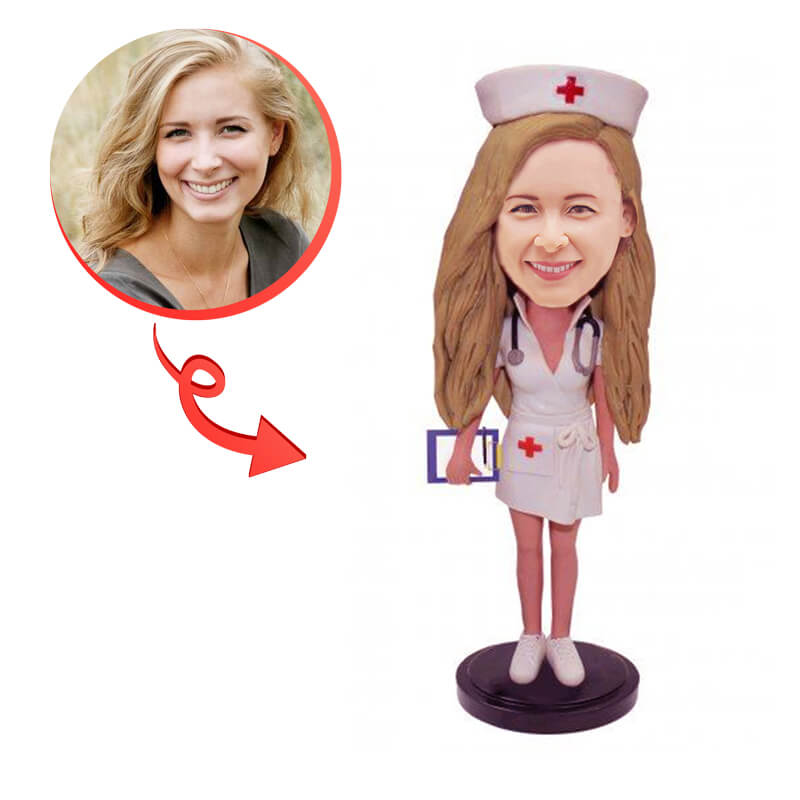 Custom Beautiful Nurse Bobblehead - Personalized Nurse Figurine Gift for Medical Professionals - Perfect for Office Desk, Retirement, or Appreciation Gifts