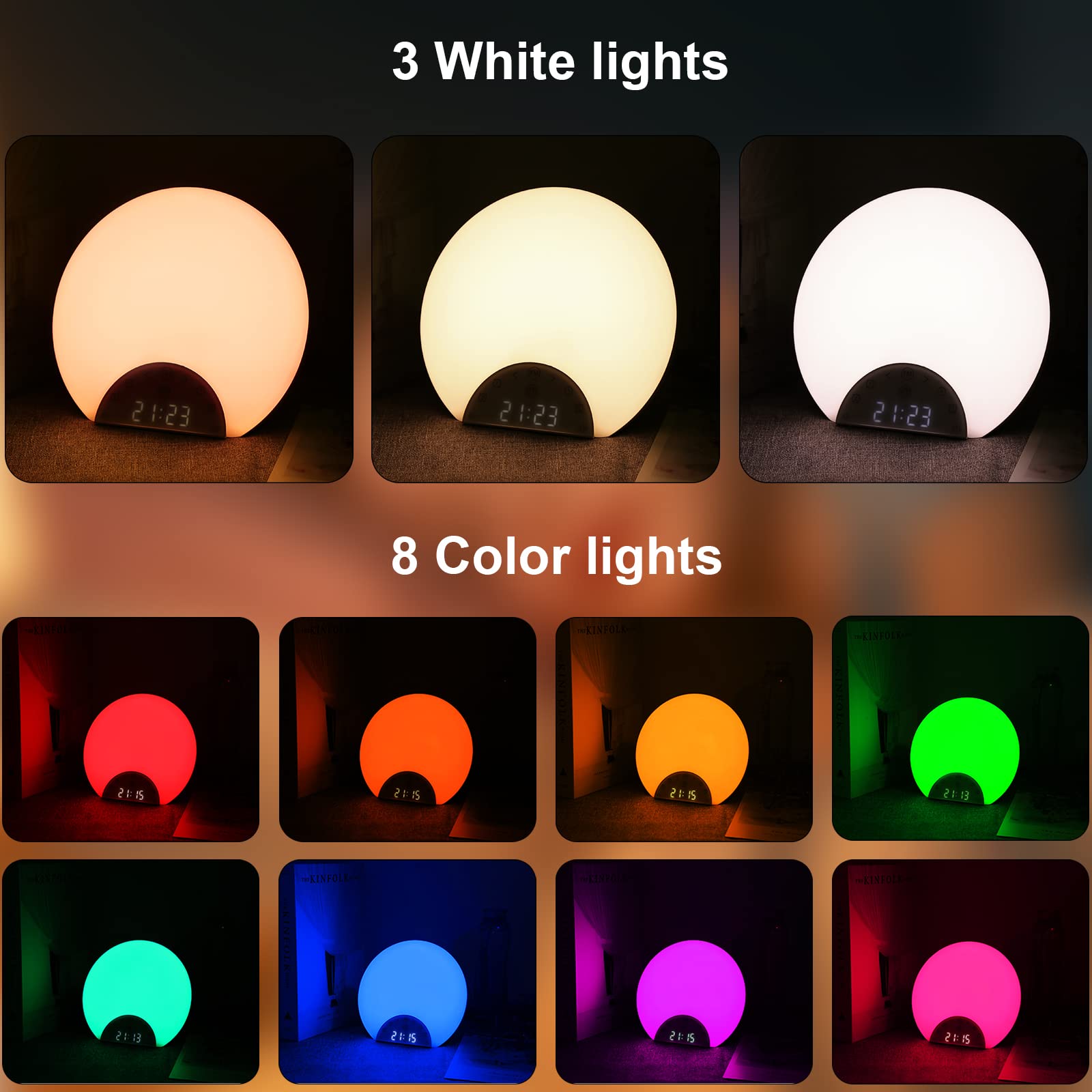 ANTSDALIS Sunrise Alarm Clock with Wake Up Light - Dual Alarms, Snooze & 7 Natural Sounds for Heavy Sleepers, Kids & Adults | 8 Color Night Light, FM Radio | Perfect for Bedrooms, Sleep Aid & Gift Ideas