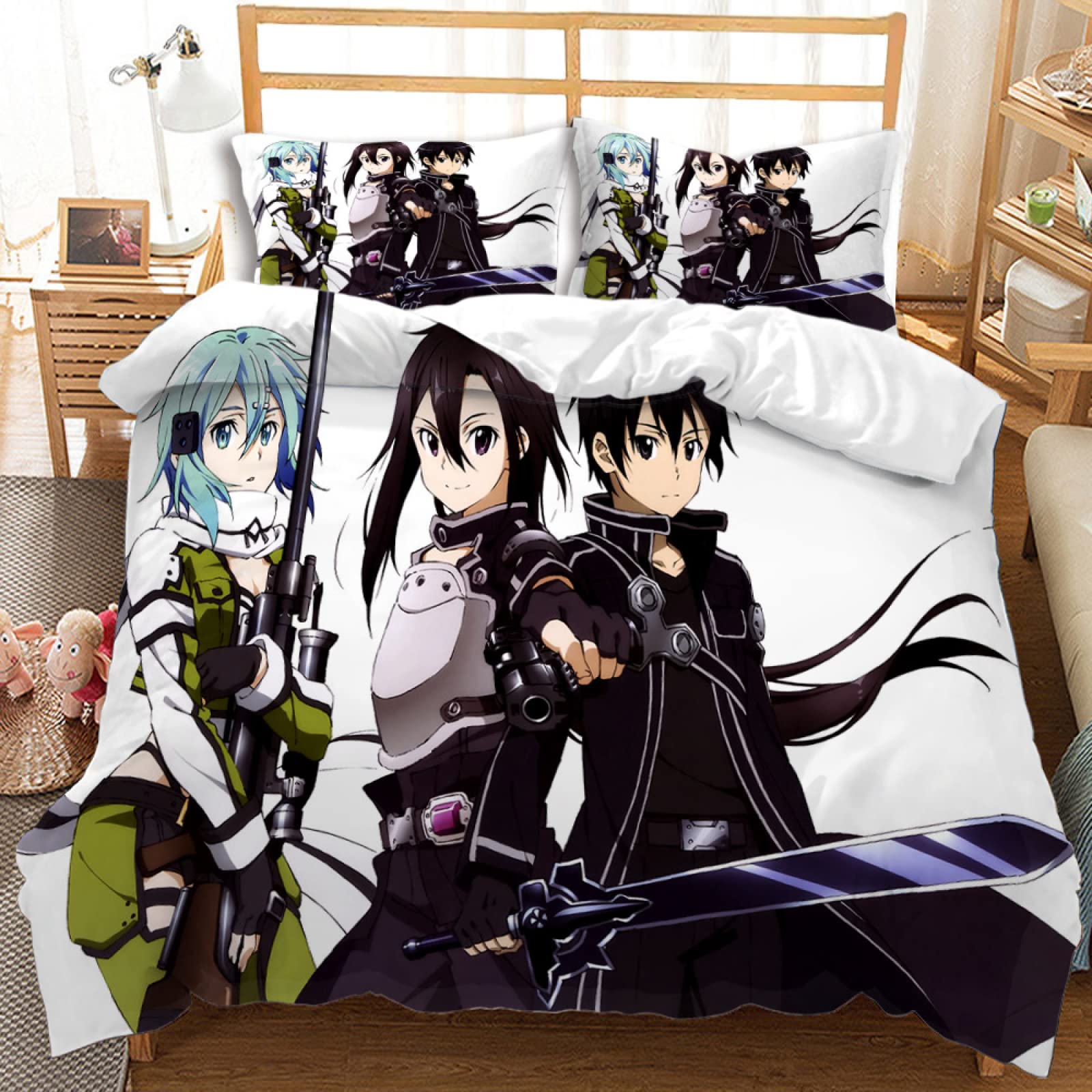 Sword Art Online Anime Bedding Set - Duvet Cover & Comforter Set for Twin, Queen, King, Single Size (102