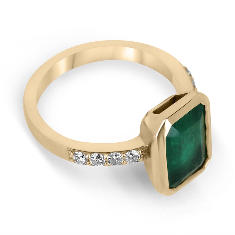 3.90tcw Genuine Emerald & Diamond Engagement Ring in 18K Gold - Perfect for Proposals, Anniversaries & Special Occasions