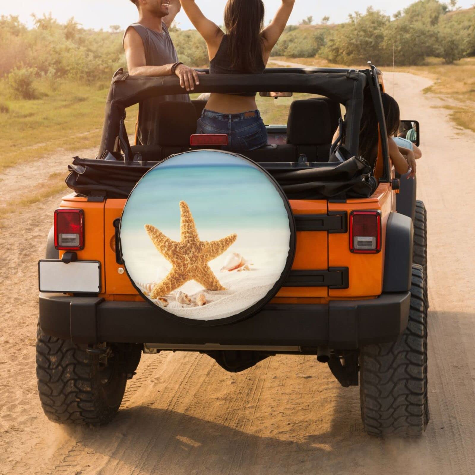 17 Inch Waterproof Beach-Themed Spare Tire Cover for Trailers, RVs & SUVs - Tropical Sea Design with UV Protection | Perfect for Road Trips, Camping & Outdoor Adventures