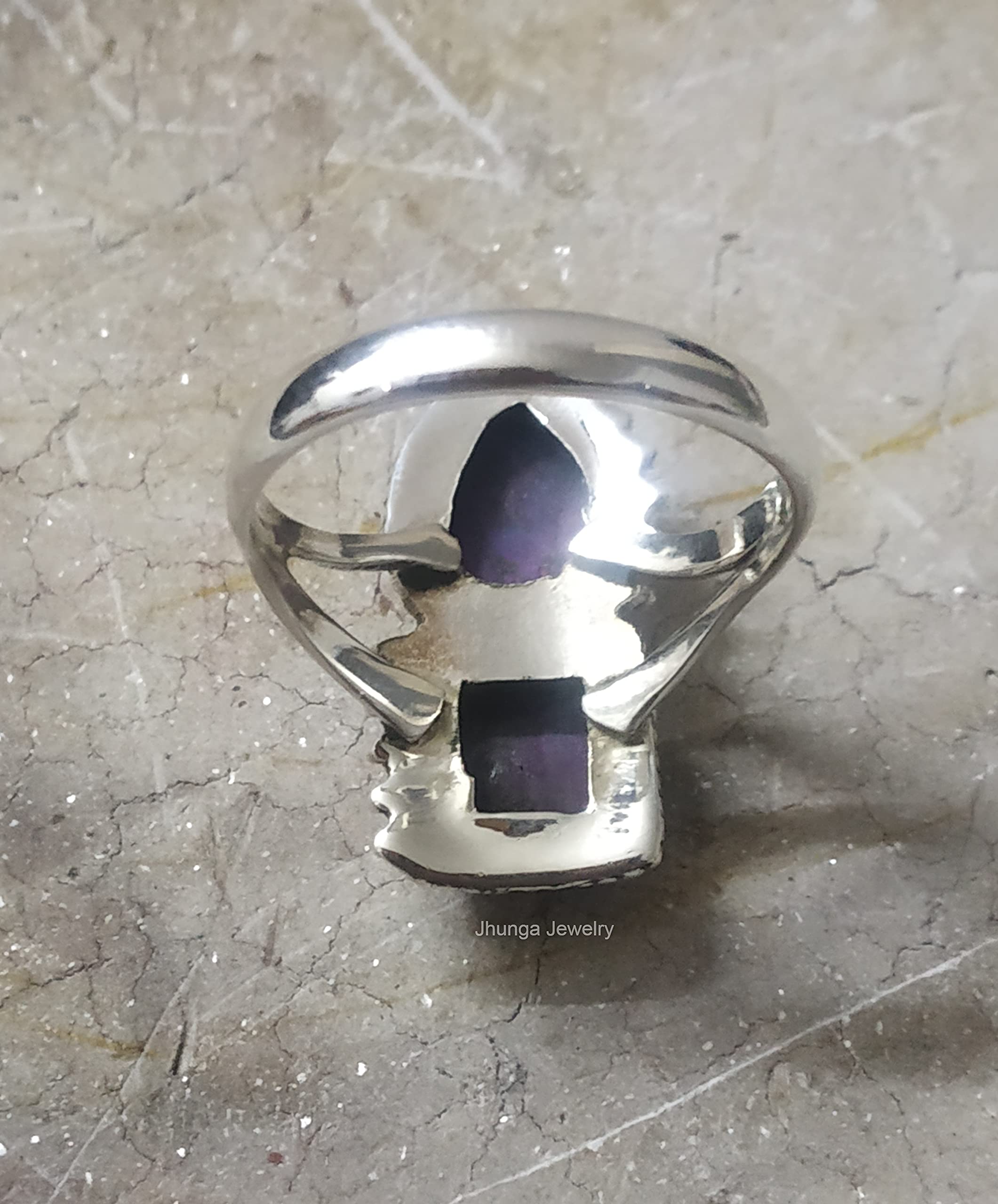 925 Sterling Silver Purple Copper Turquoise Ring - Handmade Boho Hippie Statement Ring with Healing Crystal - Vintage Style Antique Promise Ring for Women | Perfect for Boho Fashion, Spiritual Healing & Unique Gift Giving