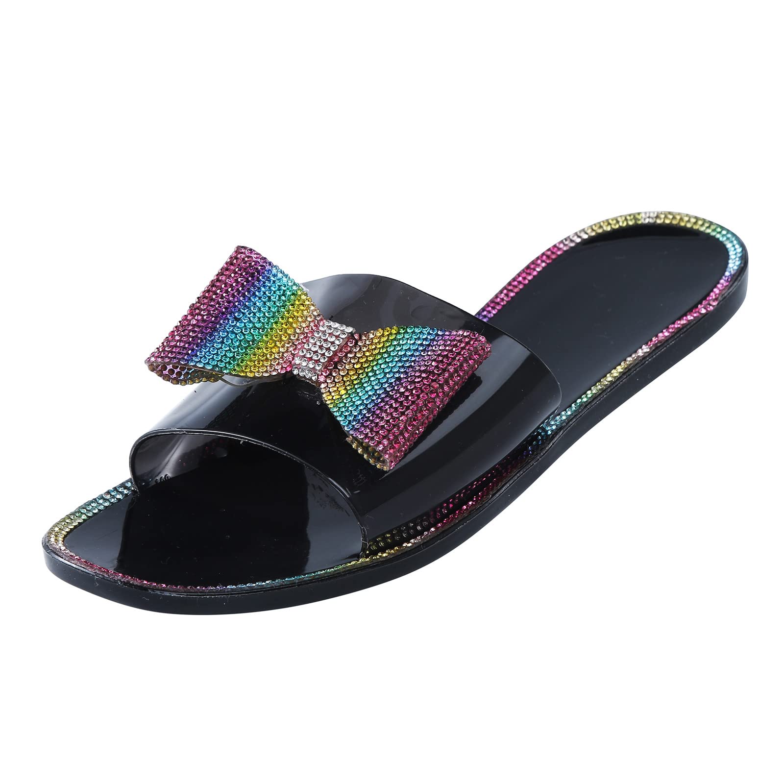Women's Gold Sandals with Diamond Bow - Summer Fashion Shiny Sandals for Bunions - Perfect for Beach, Wedding & Casual Outfits