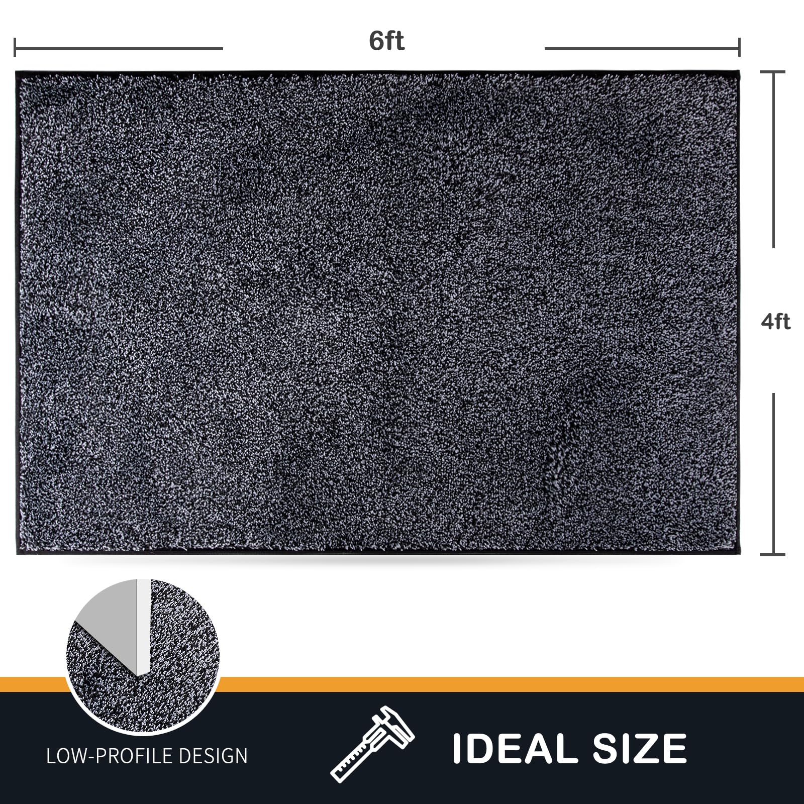 PURRUGS 4x6 Feet Non-Slip Washable Area Rug - Pet Friendly, Stain Resistant Entryway Mat for Hallway, Living Room, Bedroom & Mudroom - Bluish Grey-Black | Perfect for High Traffic Areas & Pet Owners
