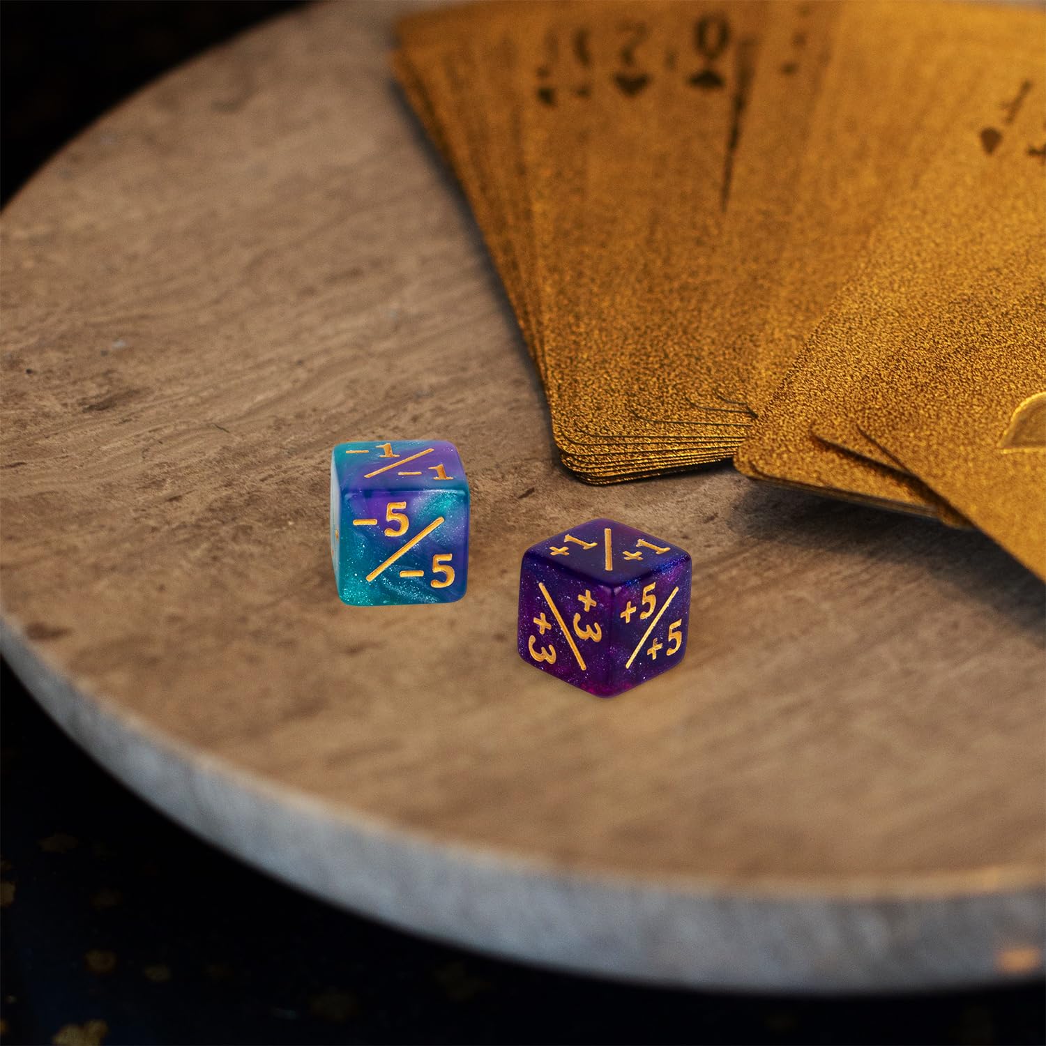 24-Piece MTG Dice Counters Set - Magic The Gathering Status Tokens & Starry Sky D6 Dice for Card Games (Turquoise/Lilac, Navy/Purple) - Perfect for Game Nights, RPG Sessions & Collectible Card Game Accessories