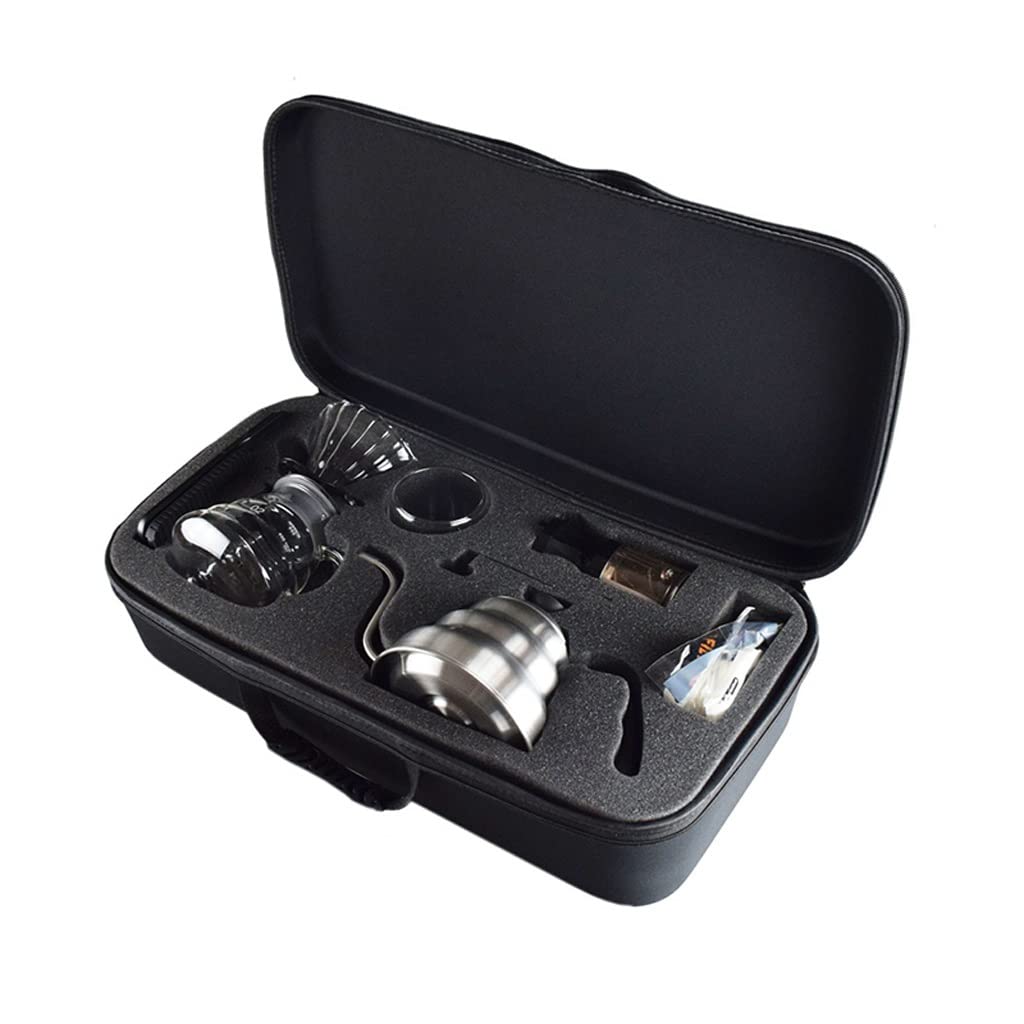 GANFANREN Premium Stainless Steel Travel Hand Coffee Pot Set with Grinder - Portable American Coffee Maker Gift Box for Camping, Hiking & Outdoor Adventures