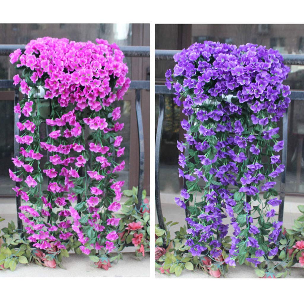 Artificial Silk Wisteria Vine Hanging Flowers - Light Purple Fake Wisteria Garland for Wall Decor, Wedding, Home & Garden Decoration