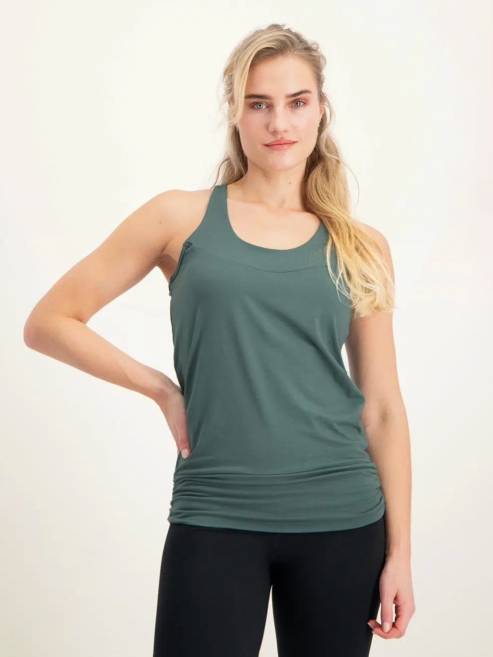 Urban Goddess Kami Yoga Tank Top - Women's Breathable Workout Shirt for Yoga & Fitness in Forest Green - Perfect for Gym, Studio & Outdoor Activities