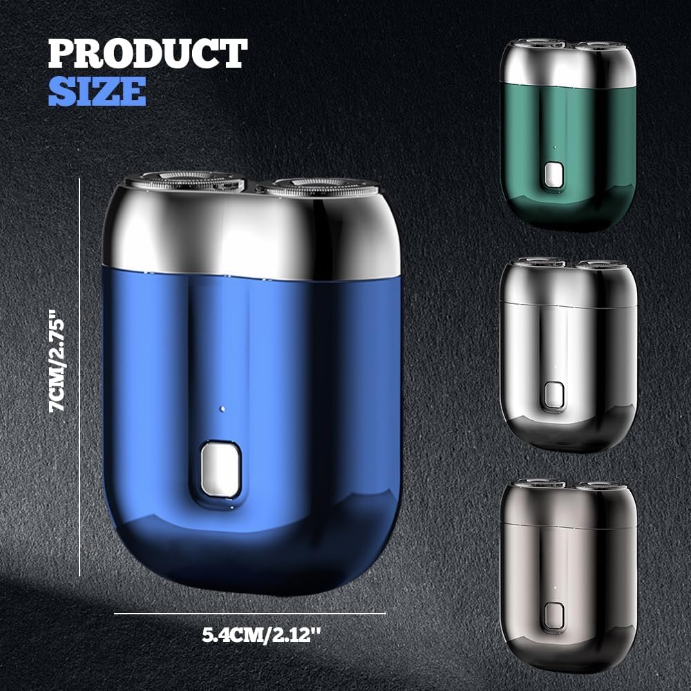 2025 Upgraded Mini Dual-Head Electric Shaver for Men - USB-C Rechargeable, Portable & Powerful Shaving with Storm Technology - Compact Travel Razor for Home, Office & Gym Use (Green)