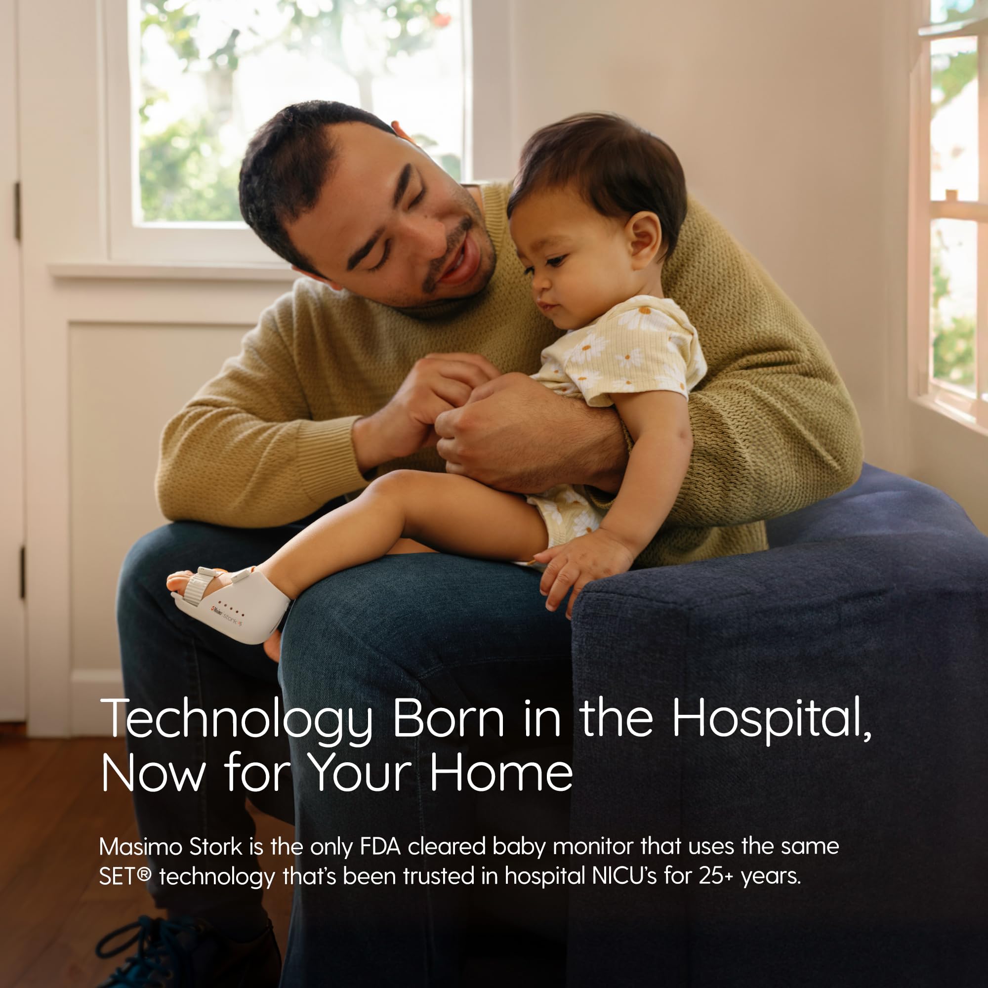 Masimo Stork Vitals+ - FDA Cleared Smart Baby Monitor with Pulse Oximeter, Oxygen Saturation & Temperature Tracking (Includes Boot Sensor, Camera & App) - Ideal for Newborns & Infants Sleep Monitoring