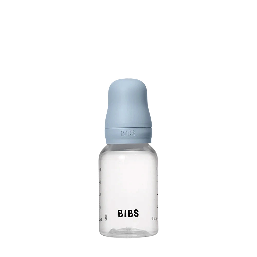 Plastic Baby Bottle with Latex Bibs Set - 150ml, Baby Blue - Perfect for Newborns & Infants Feeding at Home or On-the-Go