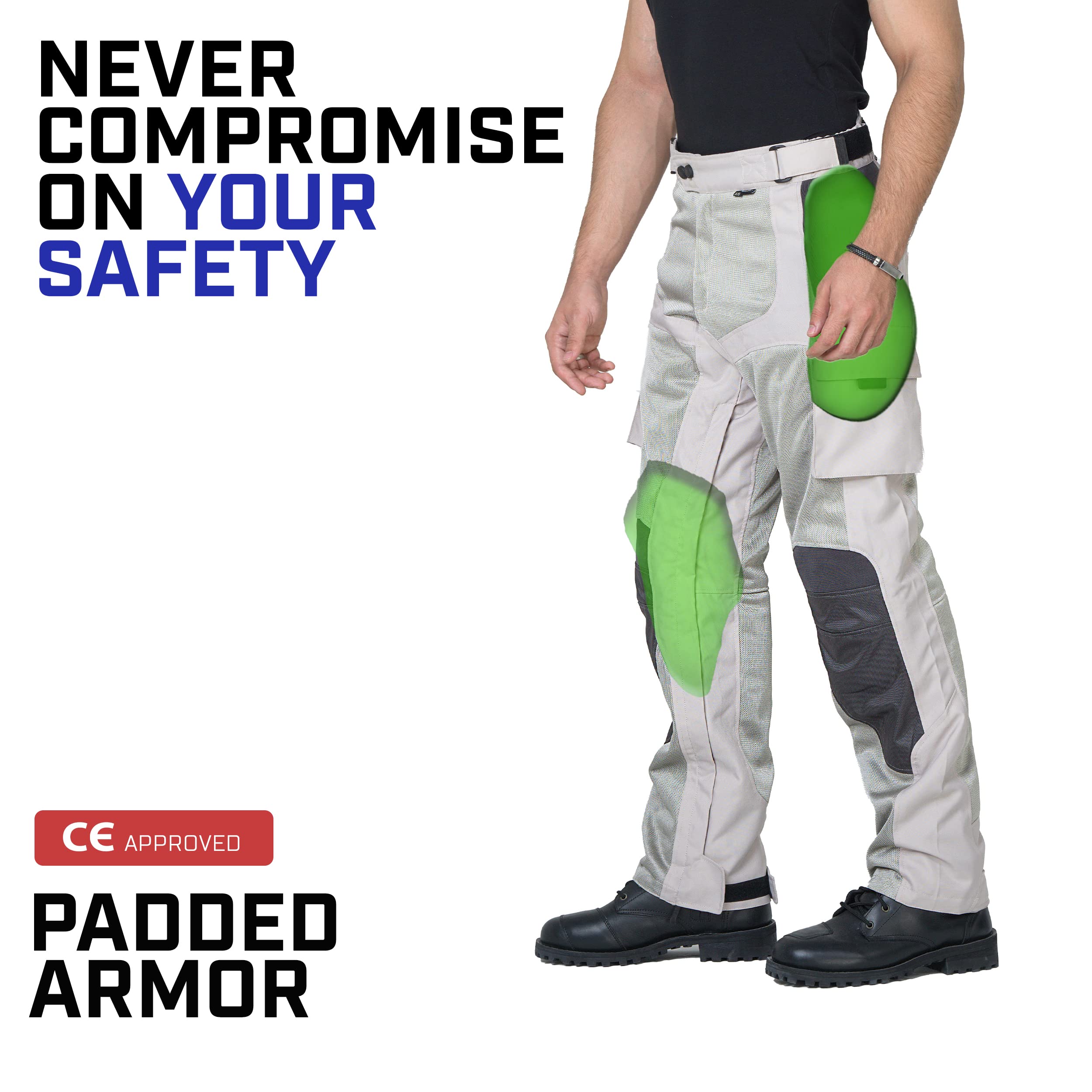 WICKED STOCK CE Level 2 Armored Mesh Motorcycle Pants for Motocross & Dirt Biking