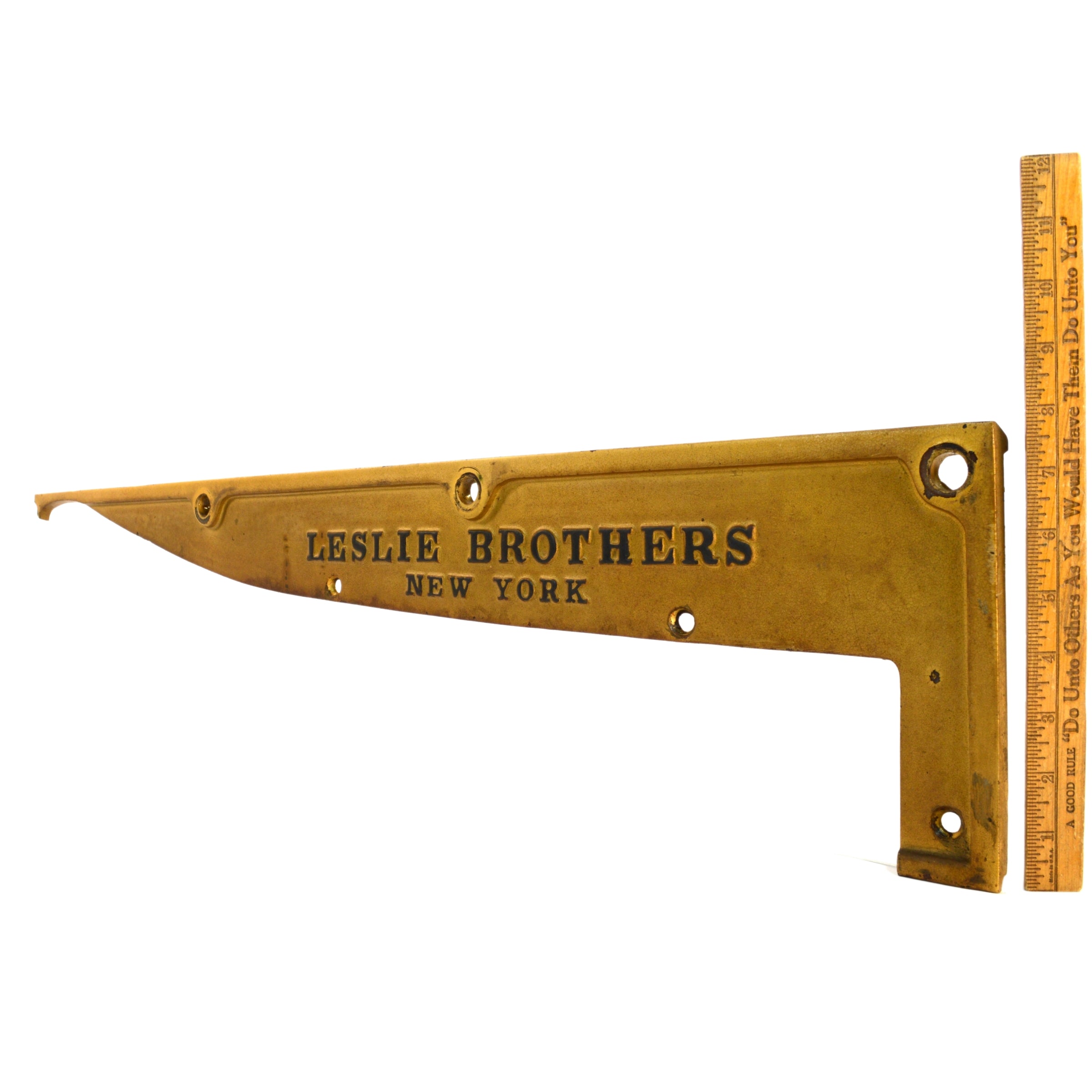 Vintage LESLIE BROTHERS (Stieff Pianos) 35 Cast Iron Retail Flange Sign - Rare Antique Collectible for Piano Shops, Music Studios & Vintage Decor