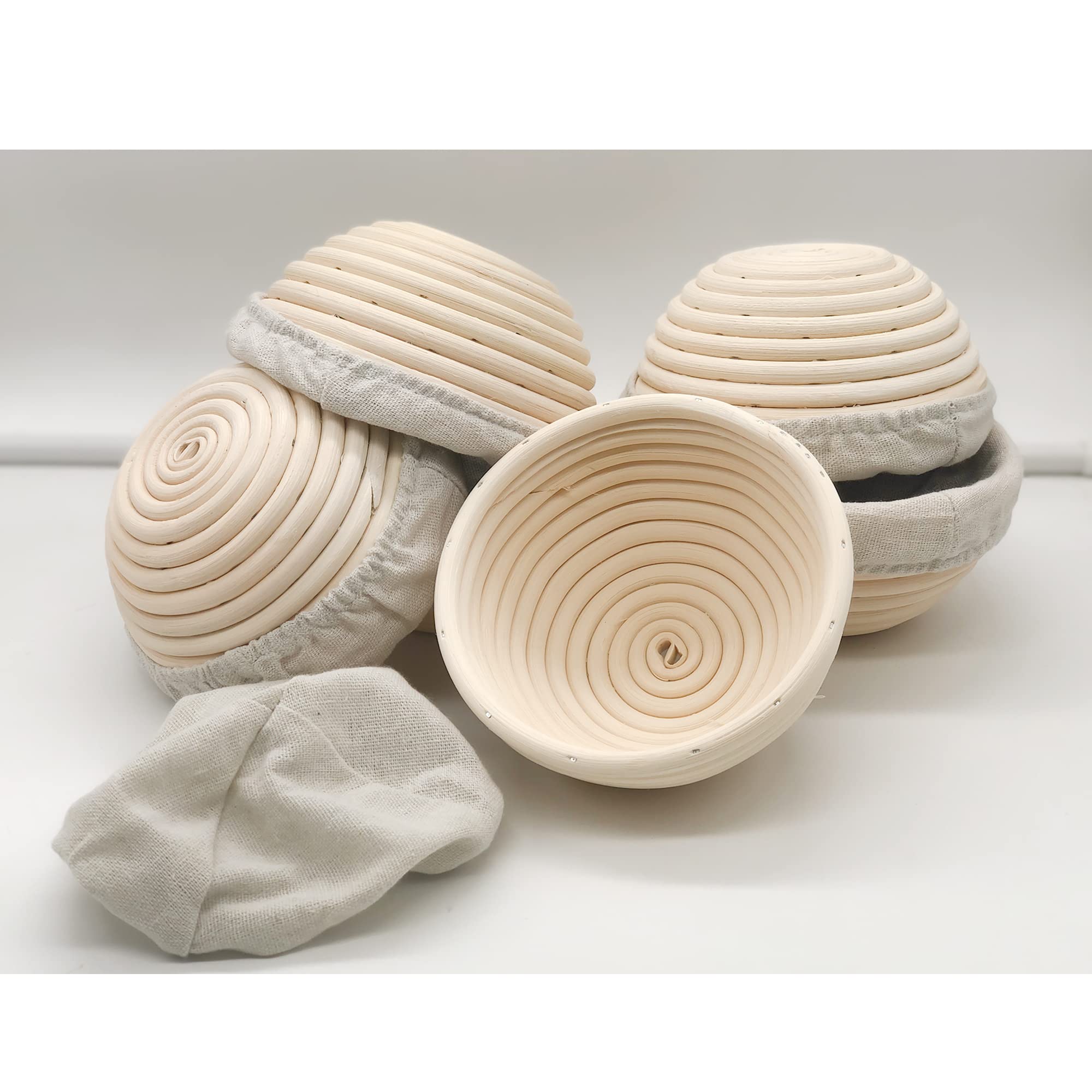 6-Piece Natural Rattan Brotform Banneton Proofing Basket Set - 5 Inch Round Bread Baking Basket for Sourdough, Artisan Bread & Homemade Dough (Perfect for Bread Making, Kitchen Baking & Gift Giving)