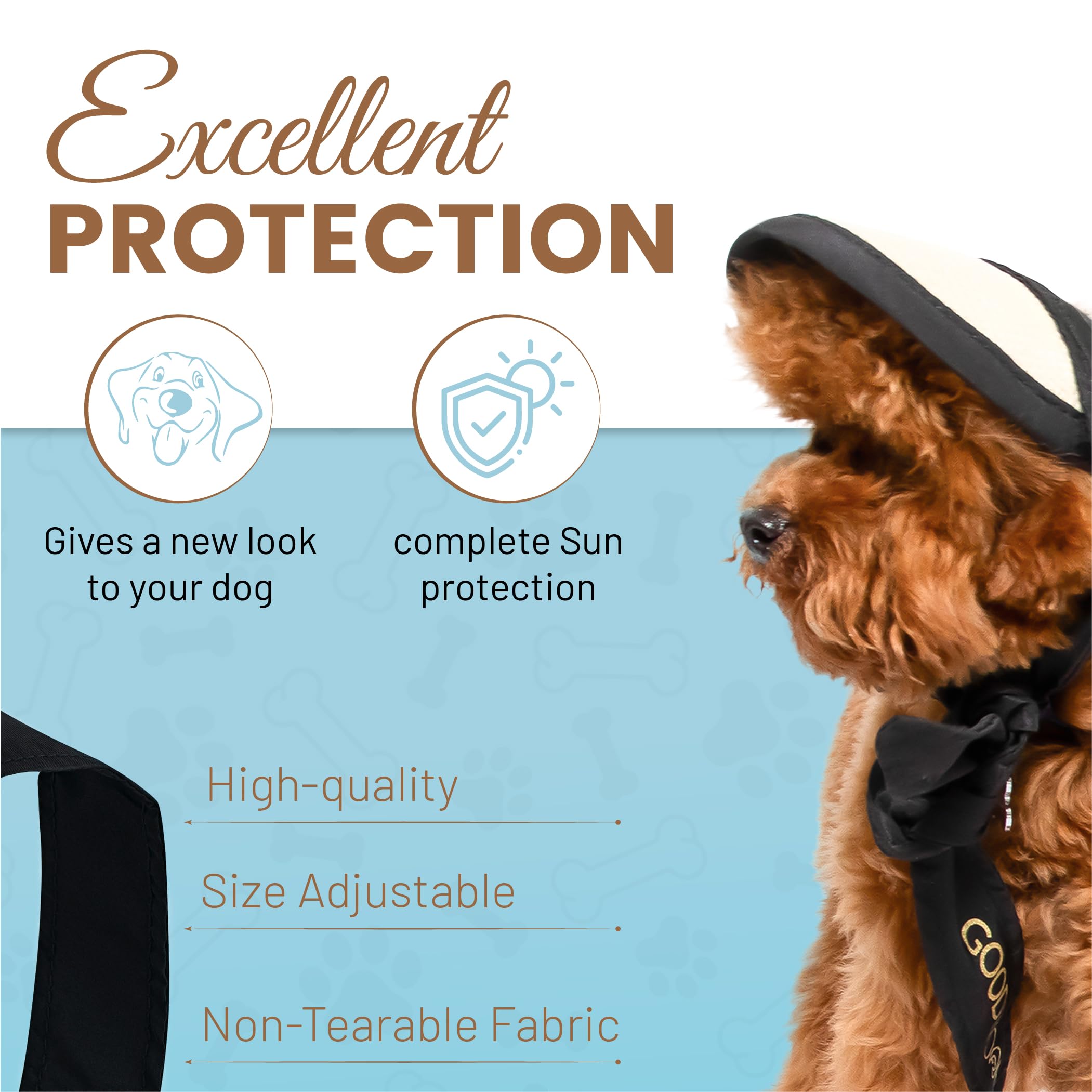 Stylish Dog Hat with Wide Brim - Adjustable Drawstring Closure for Large Dogs & Puppies - Waterproof, Tear-Proof & Breathable Sun Visor (Cream, Small) - Perfect for Outdoor Adventures, Beach Trips & Summer Protection