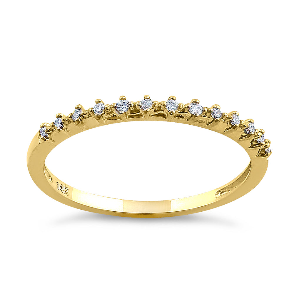 14K Yellow Gold Single Row 0.10 ct Diamond Ring for Women - Dainty Minimalist Wedding Band, Engagement Ring, Anniversary Gift - Perfect for Everyday Wear & Special Occasions