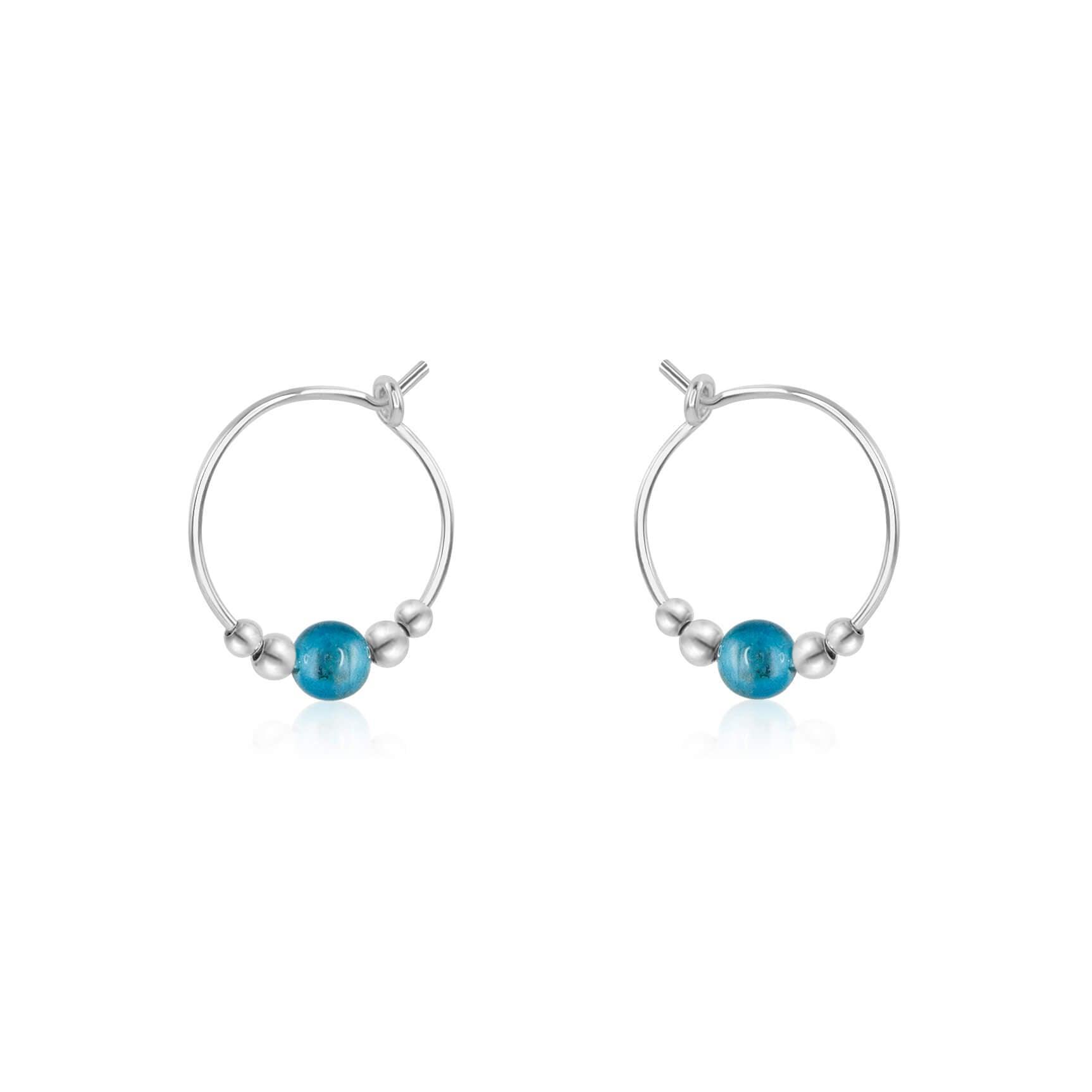 Tiny Blue Apatite Bead Hoop Earrings - Dainty Gemstone Jewelry for Women | Perfect for Everyday Wear, Office & Special Occasions