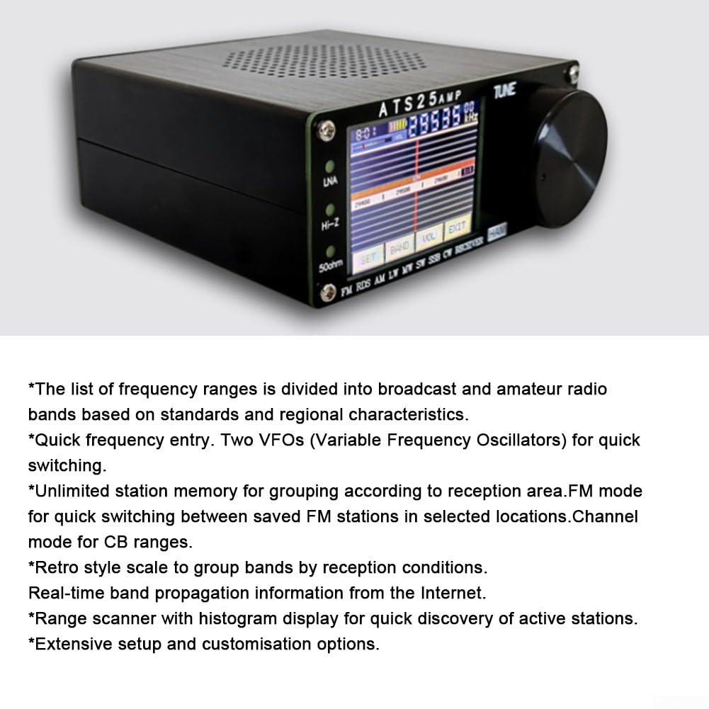 ATS25-AMP Updated V4.17 All-Band Digital Radio Receiver - Portable Shortwave FM AM SSB RDS with Spectrum Scanning DSP - Perfect for Emergency Preparedness, Outdoor Adventures & Radio Enthusiasts