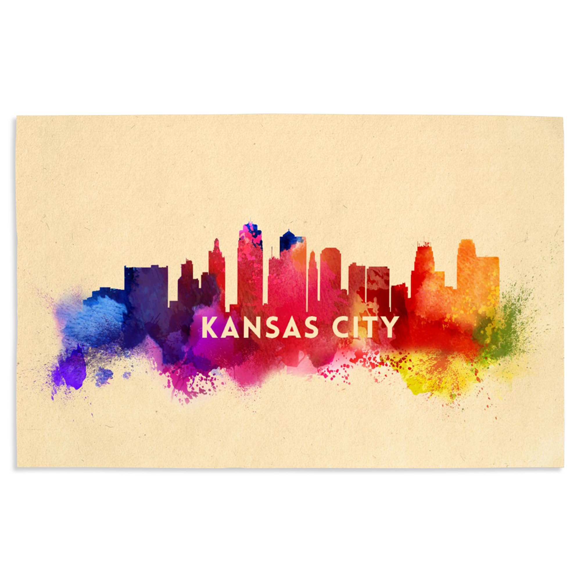 Lantern Press 16x24 Inch Giclee Print - Kansas City Missouri Skyline Abstract Wall Art | Premium Canvas for Home & Office Decor