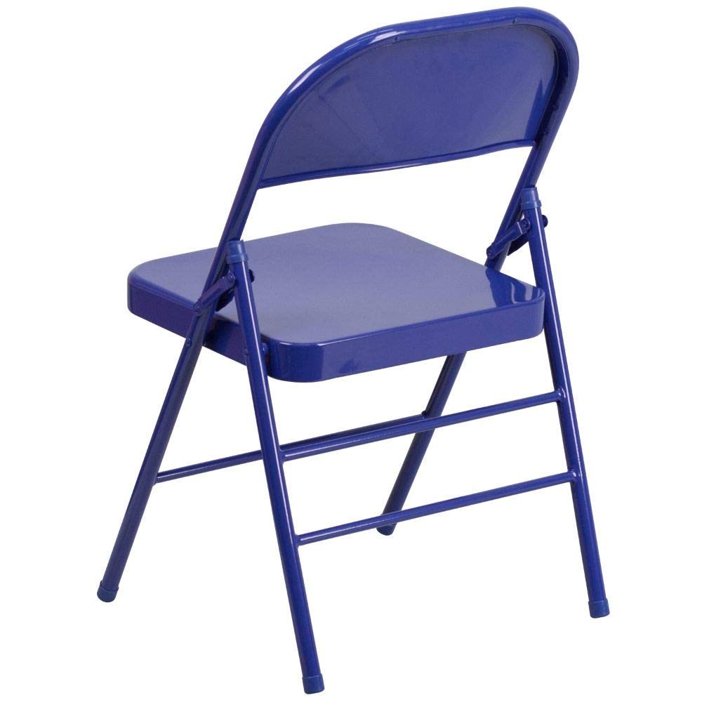 Flash Furniture 2-Pack HERCULES COLORBURST Series Cobalt Blue Metal Folding Chairs - Heavy Duty Triple Braced & Double Hinged for Indoor/Outdoor Events, Parties, Weddings, and Banquets