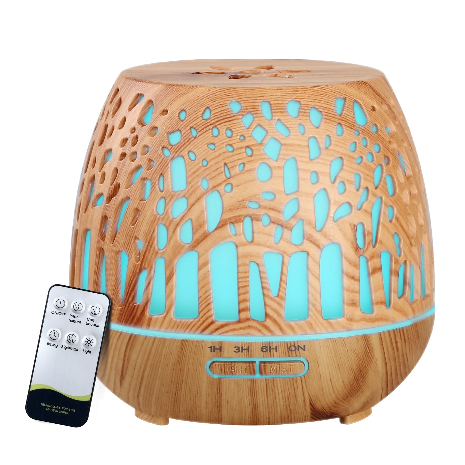 Devanti 400ml Wood Grain Ultrasonic Aroma Diffuser for Essential Oils - Quiet Aromatherapy Humidifier for Home, Office, Yoga & Spa Relaxation