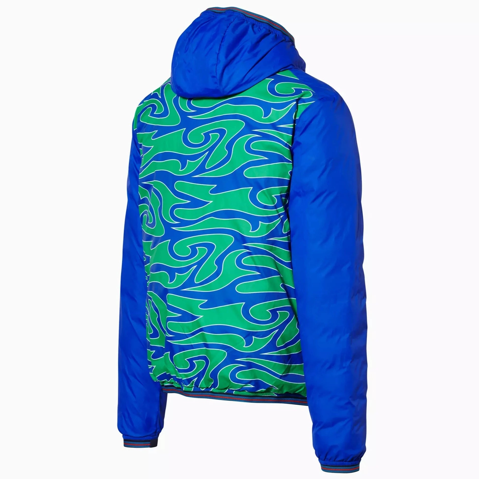 Porsche Men's Reversible Quilted Jacket - Martini Racing Style (Hippie Design) | Lightweight Winter Coat for Casual Wear & Outdoor Activities
